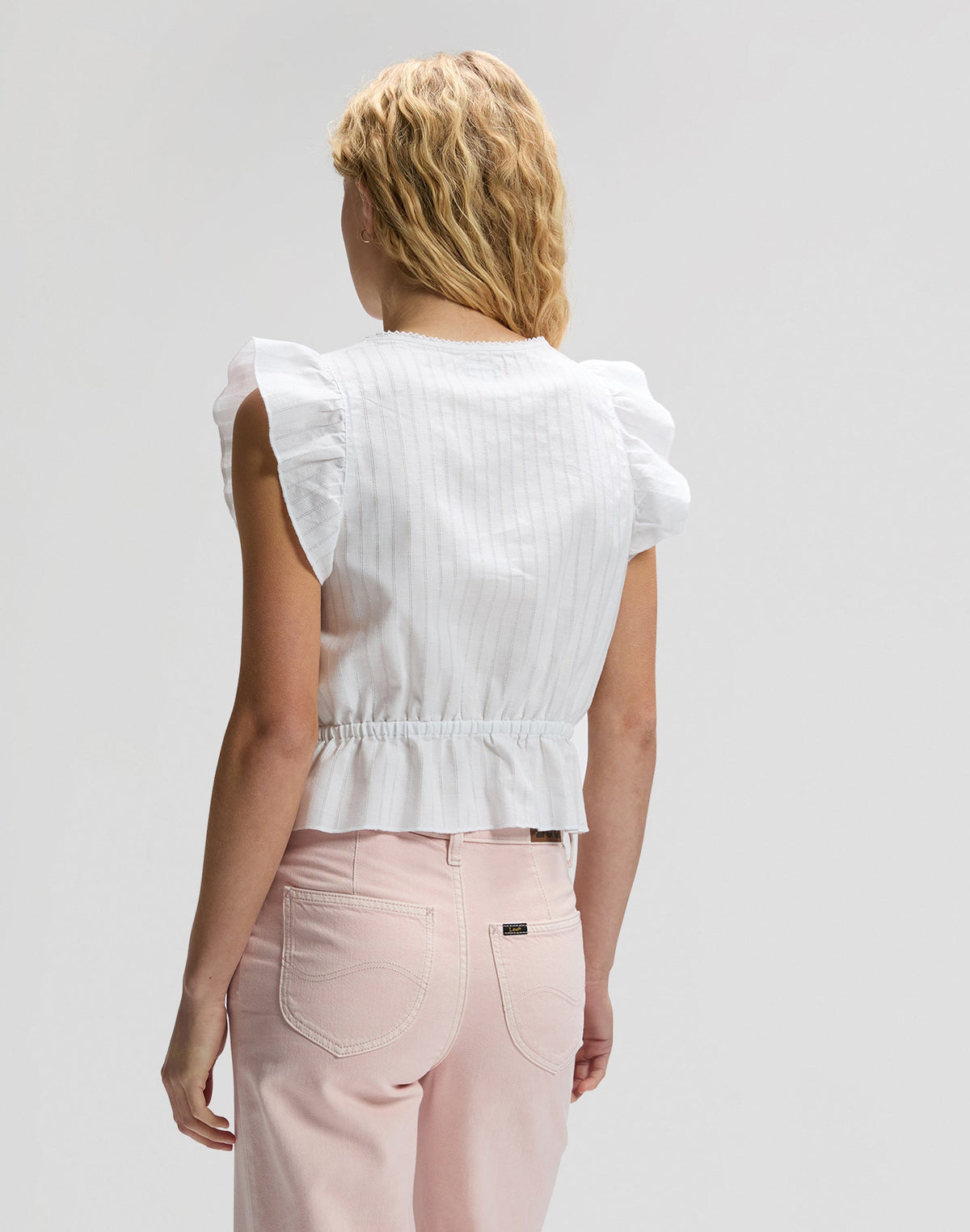 Ruffle Sleeve Shirt in Bright White