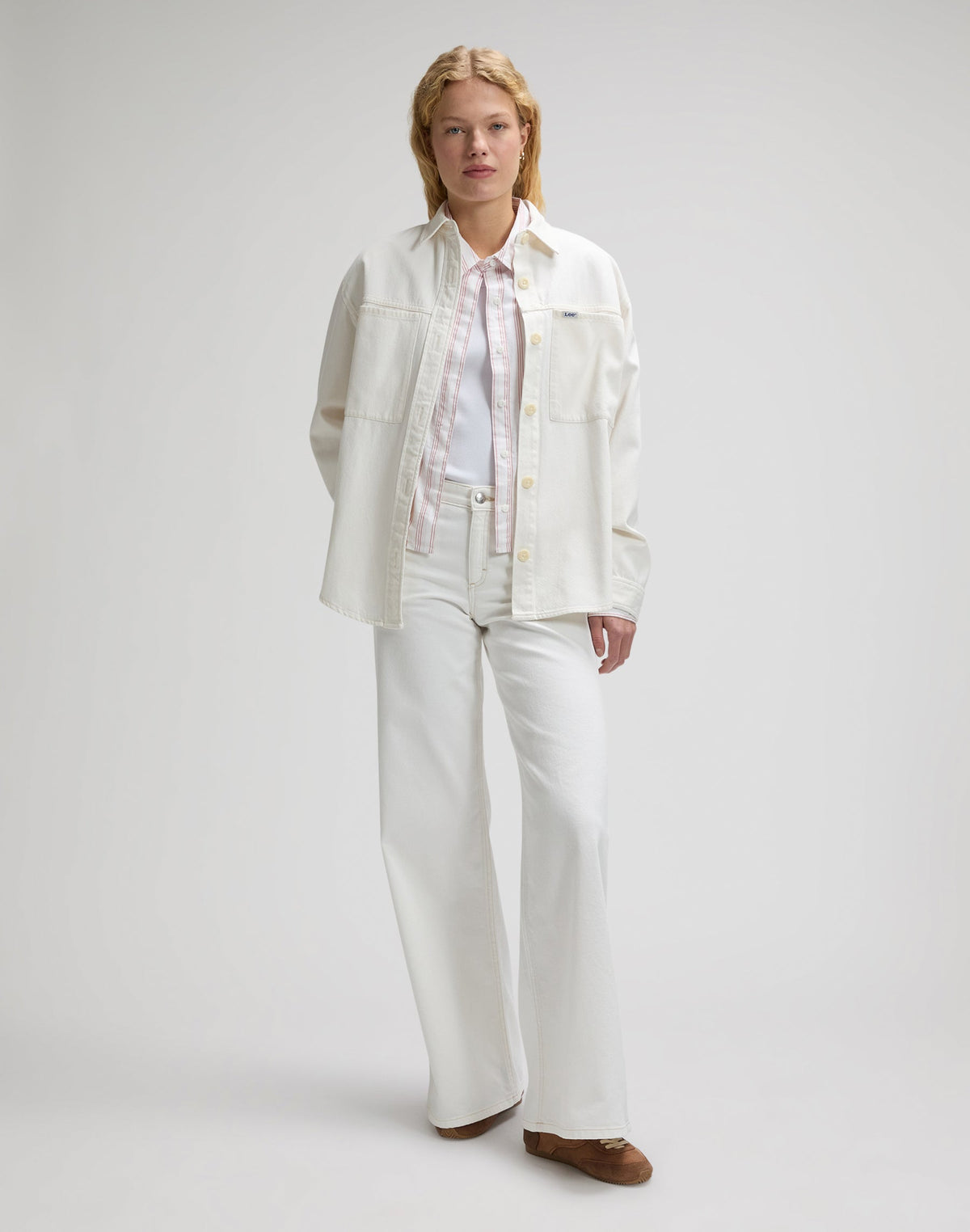 Utility Overshirt in Powder White