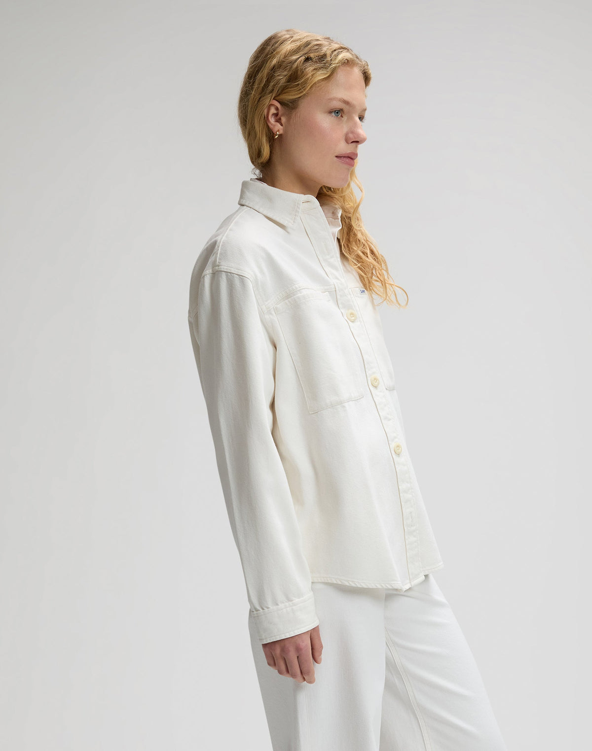 Utility Overshirt in Powder White