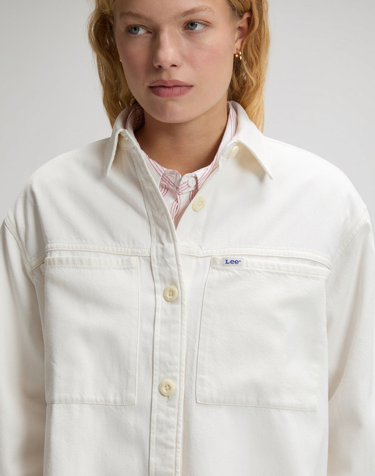 Utility Overshirt in Powder White