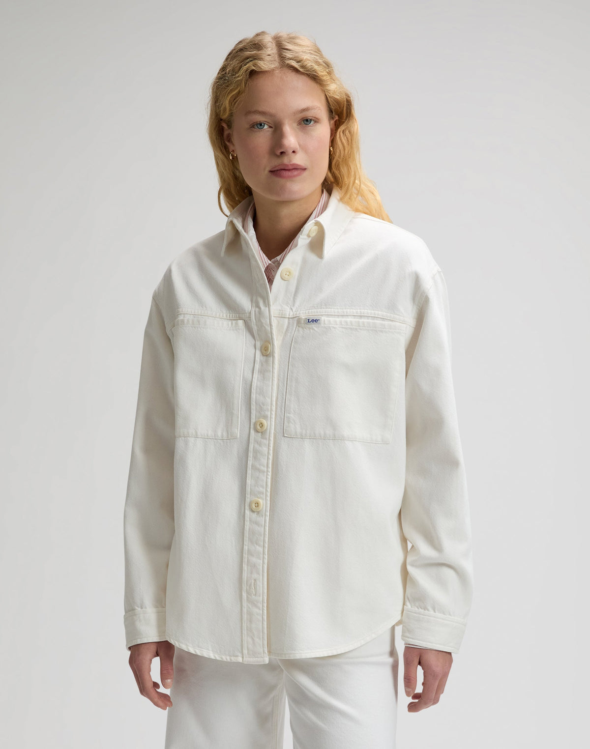 Utility Overshirt in Powder White