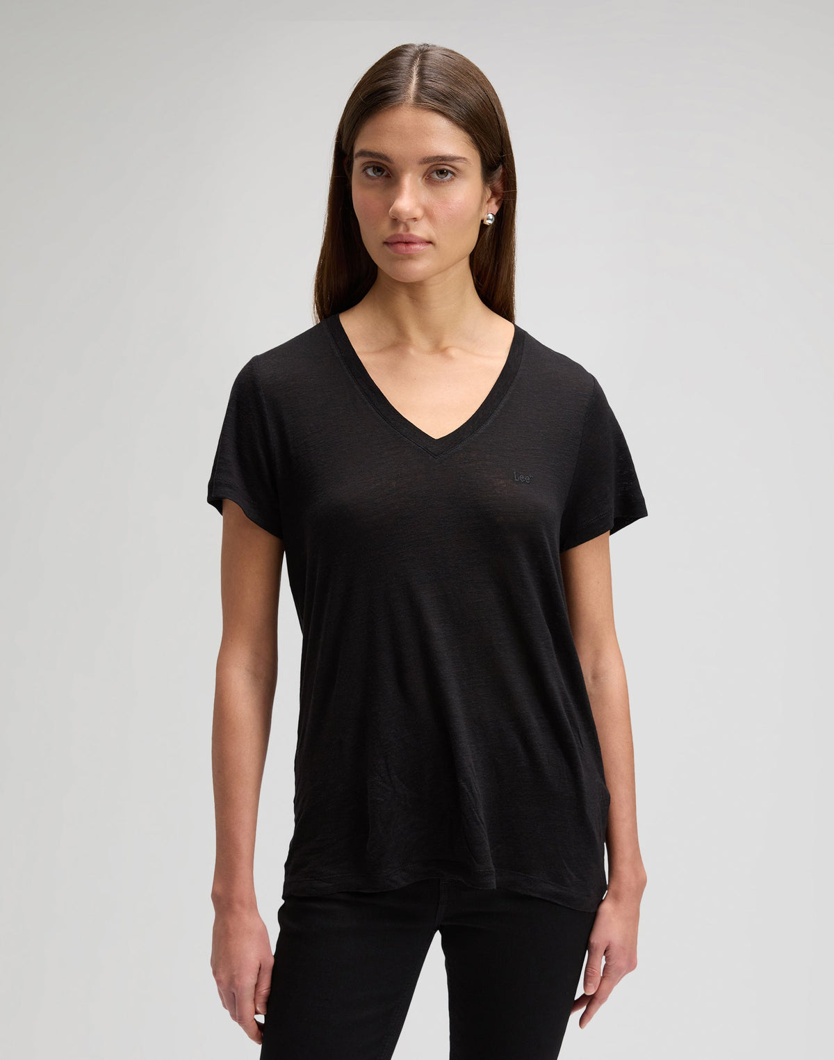V Neck Tee in Black