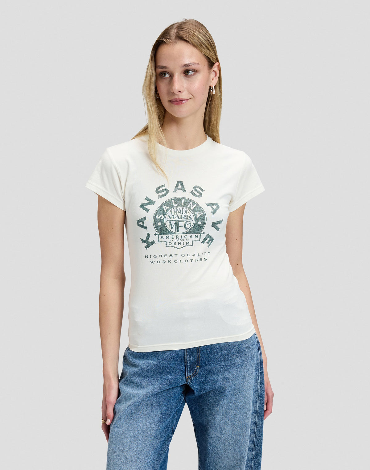 T-Shirt Record in Ecru