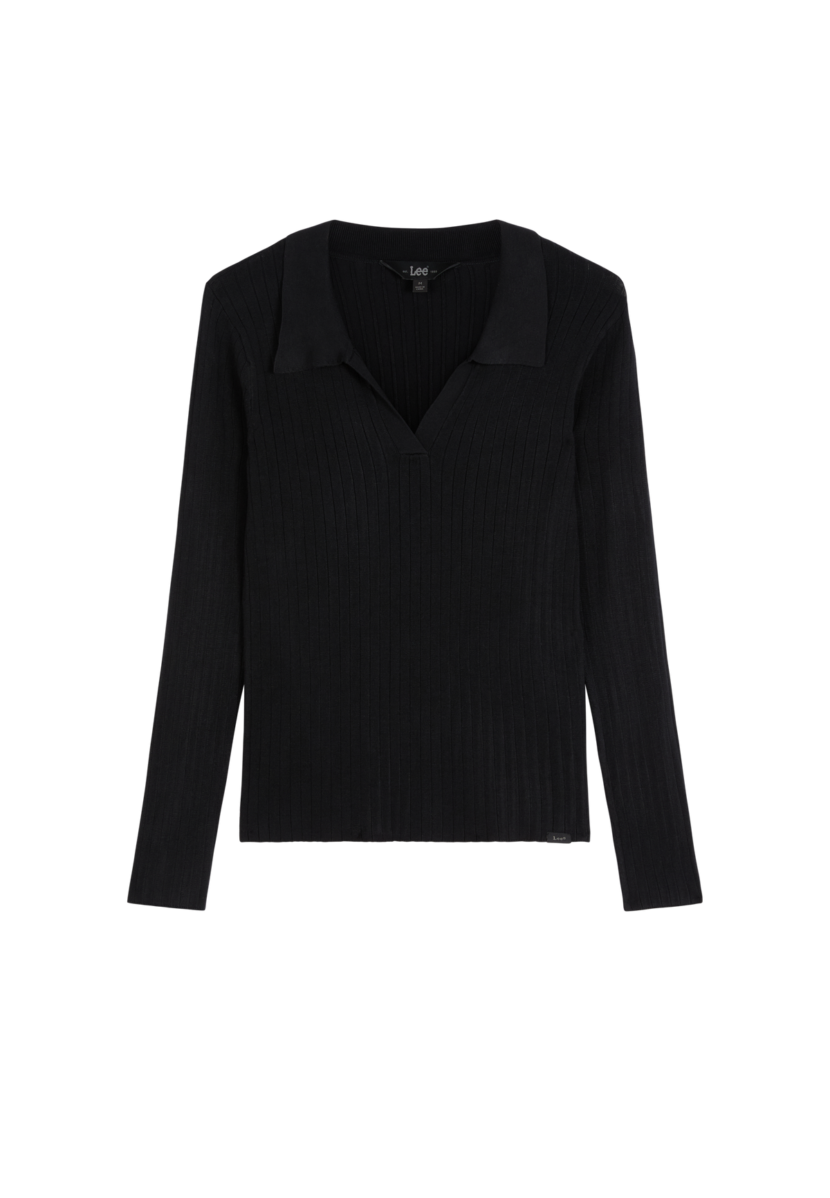 Langarmpolo in Black
