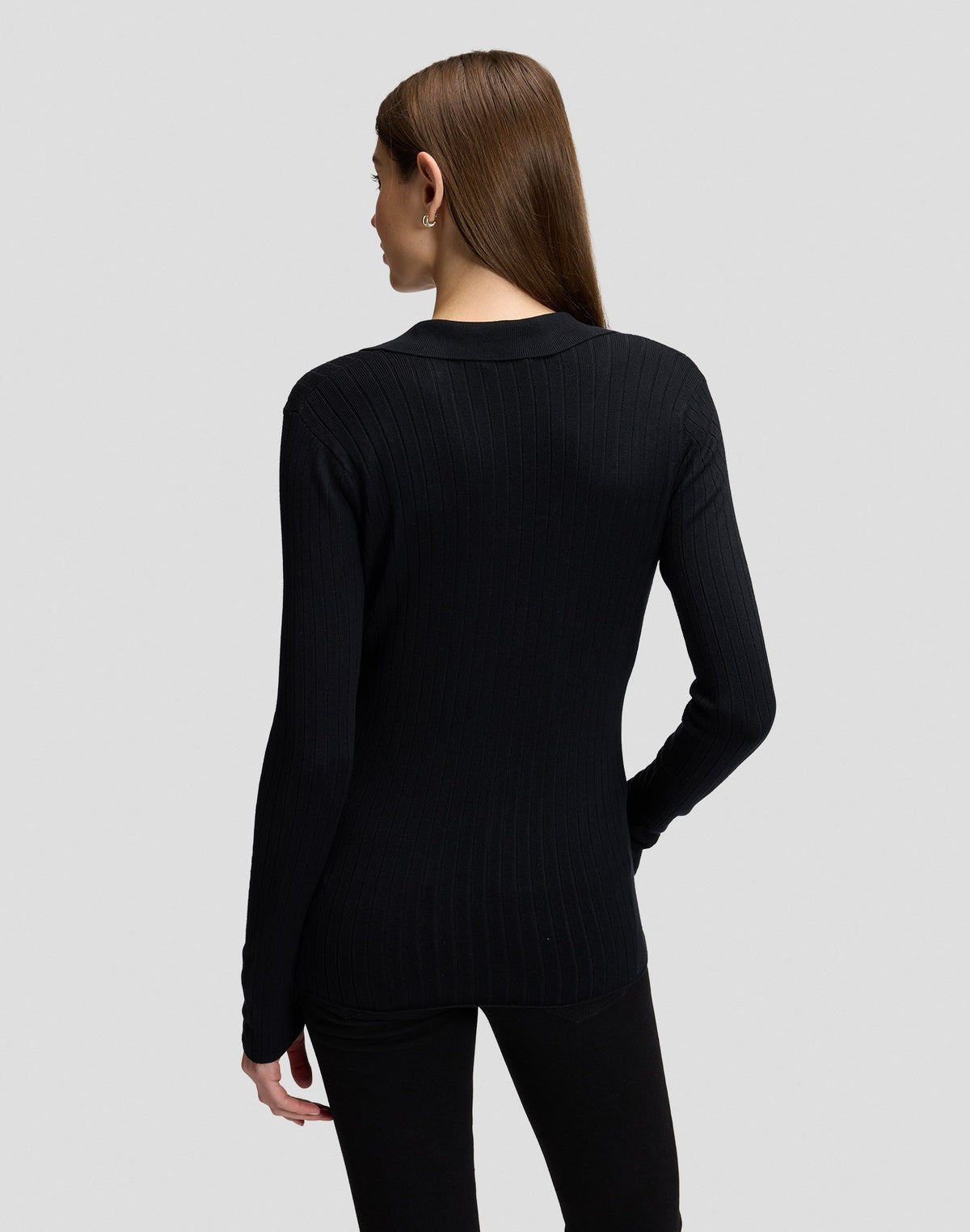 Langarmpolo in Black