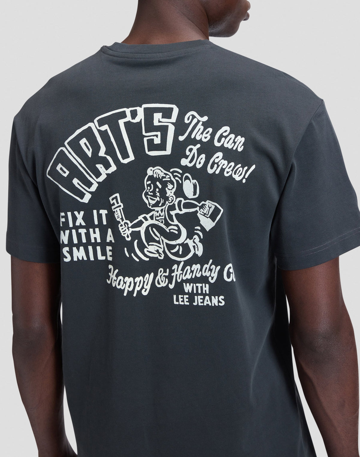 T-Shirt Workwear Crew in Washed Black