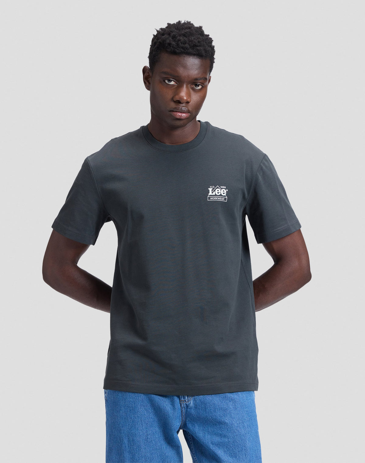 T-Shirt Workwear Crew in Washed Black