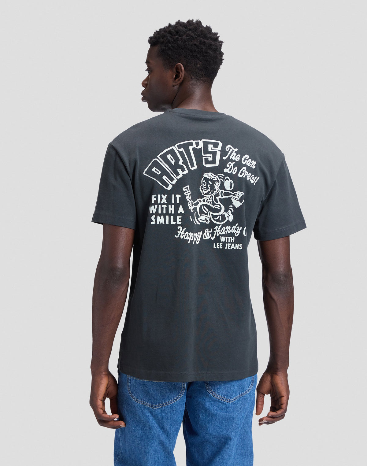 T-Shirt Workwear Crew in Washed Black