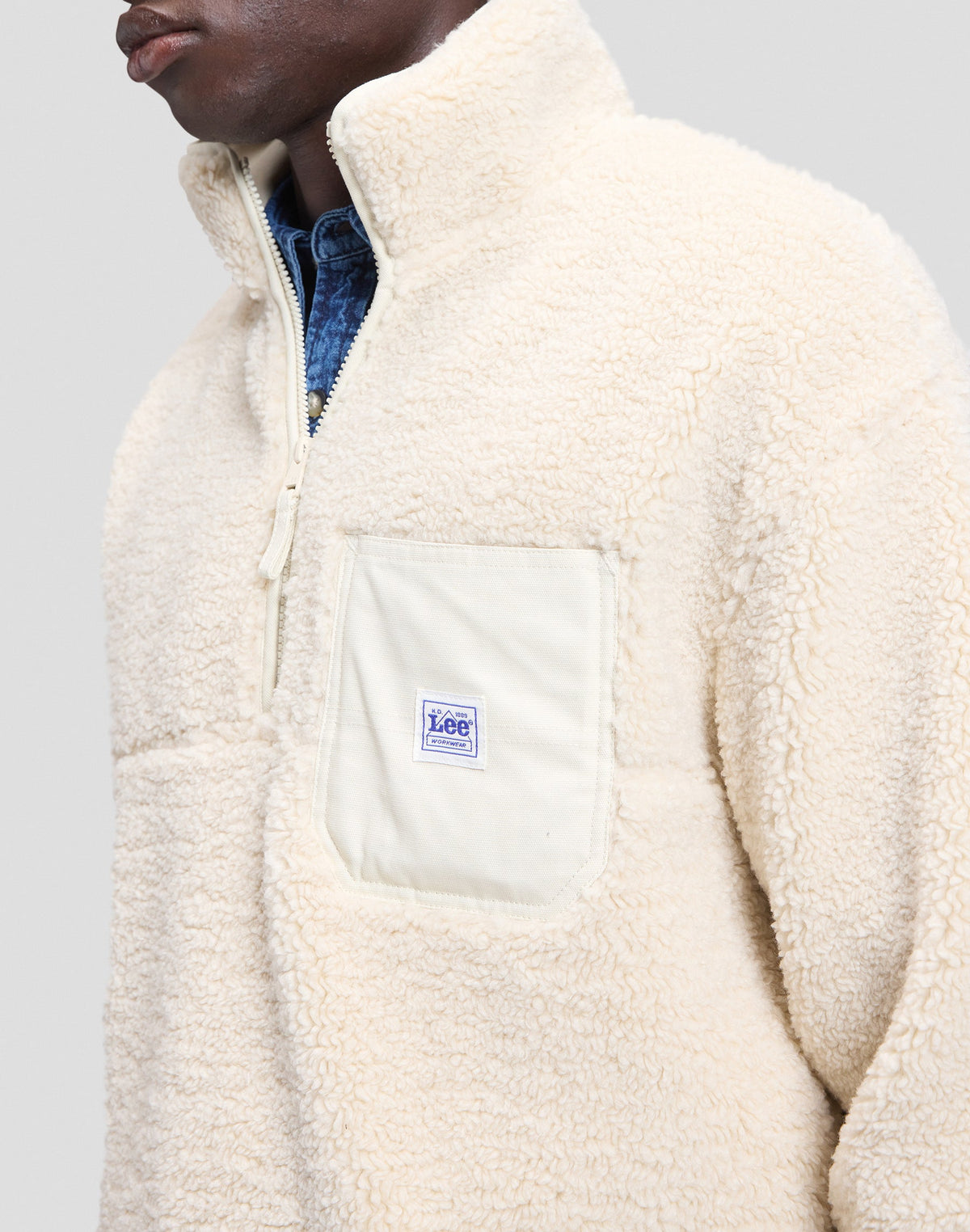 Pullover Workwear Half Zip in Warm Ecru