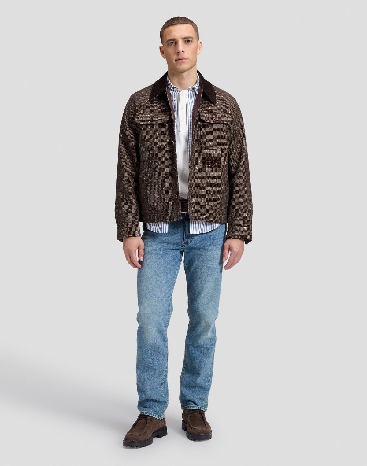 Overshirt Cord Collar Mix in Chocolate Torte