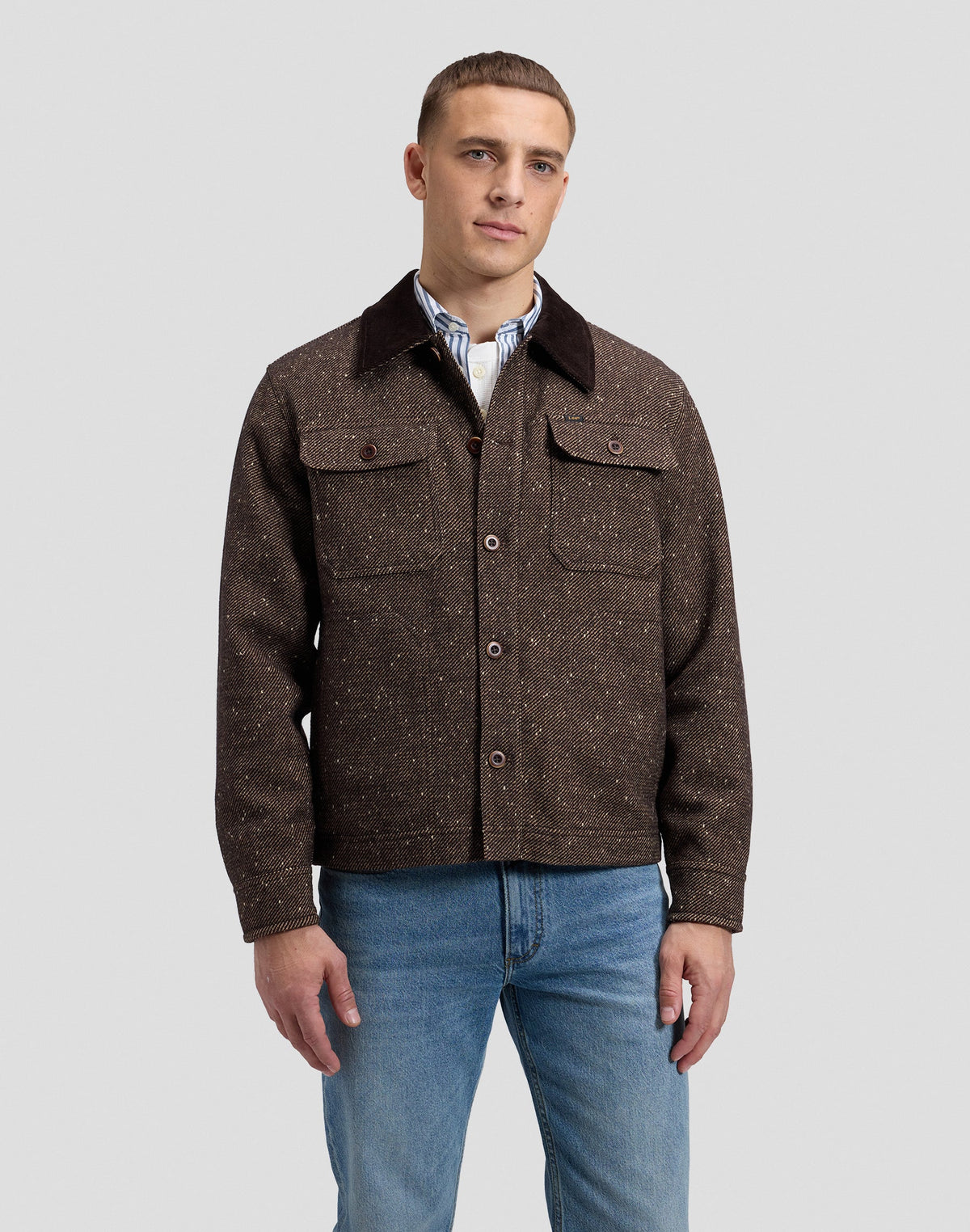 Overshirt Cord Collar Mix in Chocolate Torte