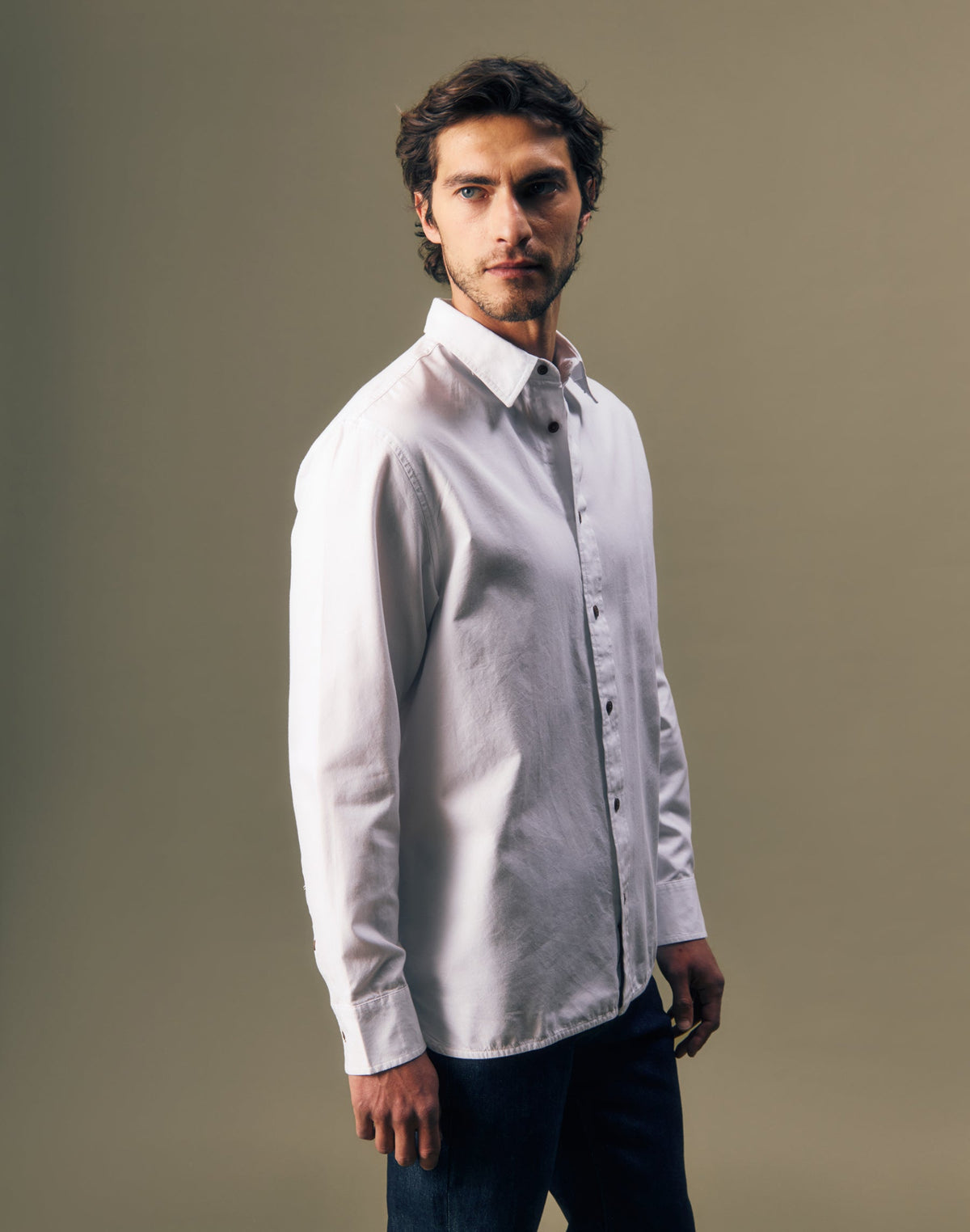Langarmhemd Oxford Button Up in Bright White