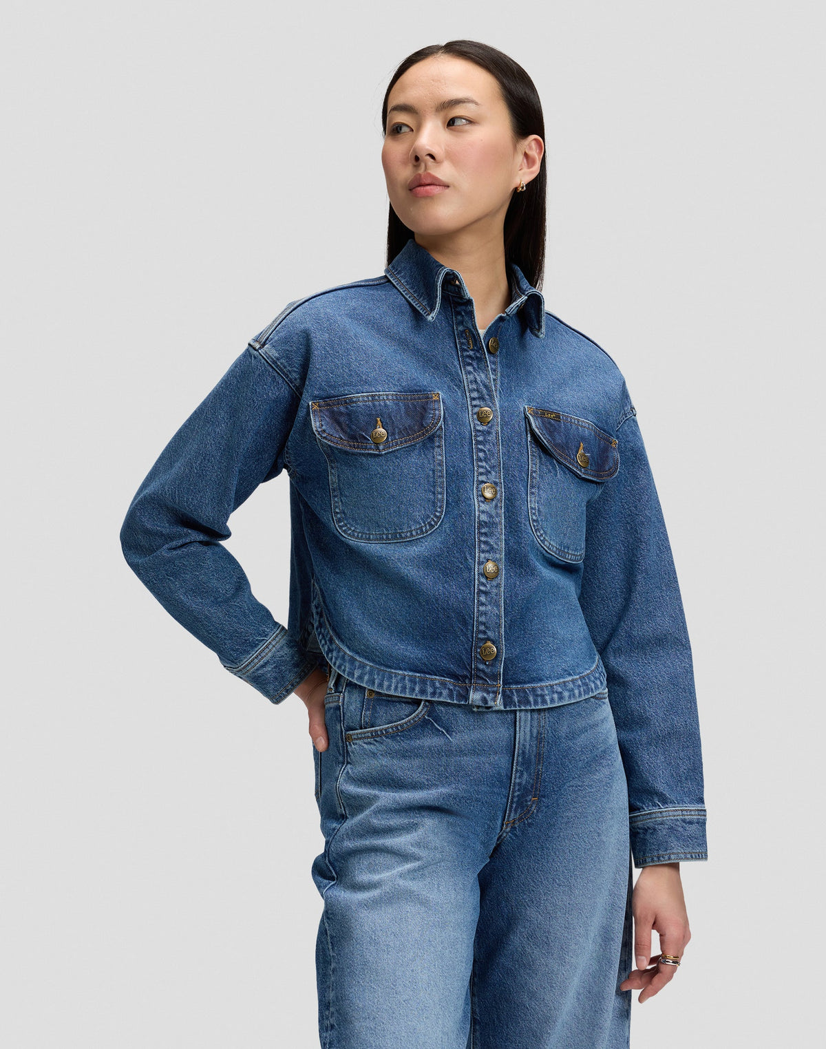 Hemd Flap Pocket in Vintage Blues