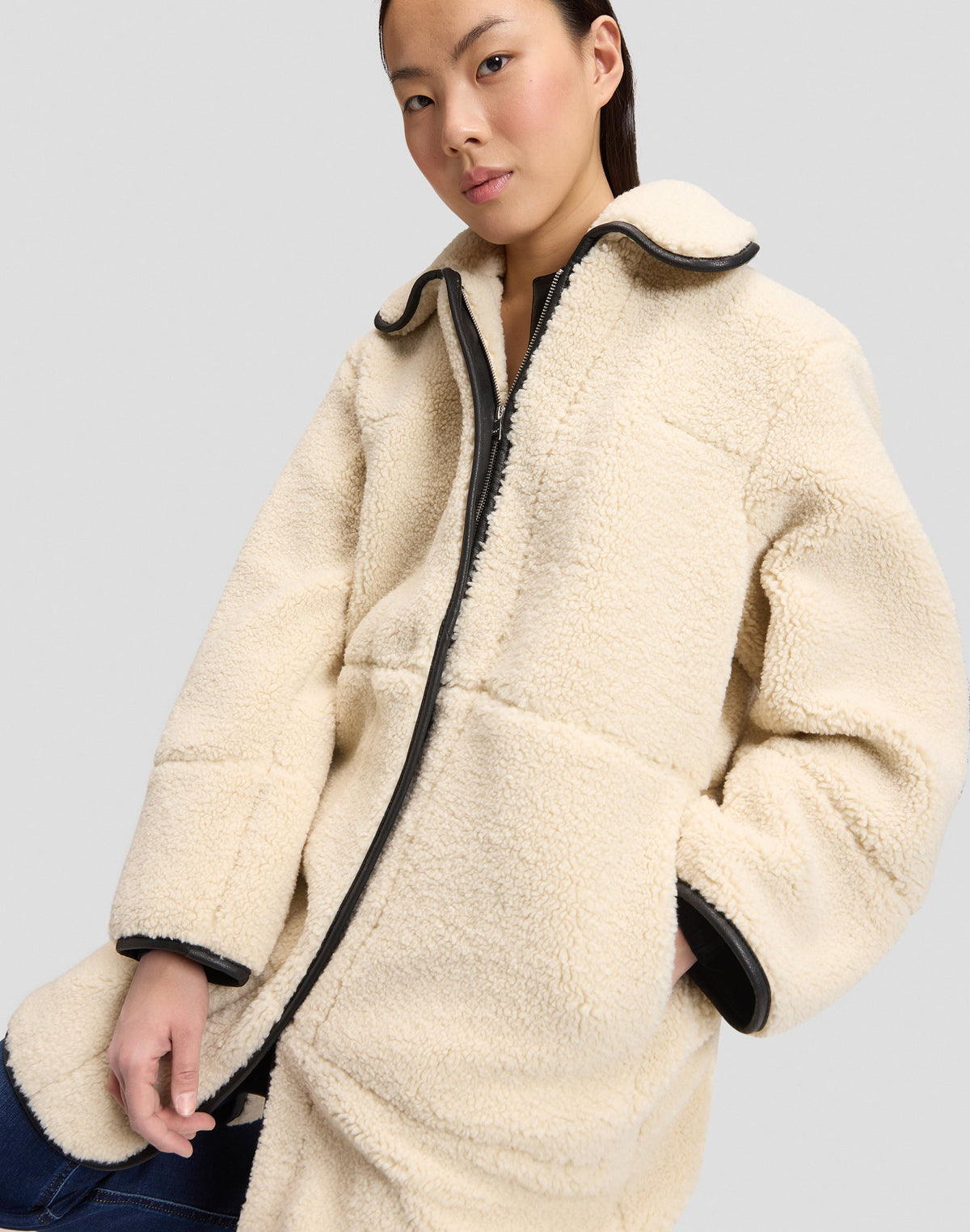 Wintermantel Teddy Coat in Warm Ecru