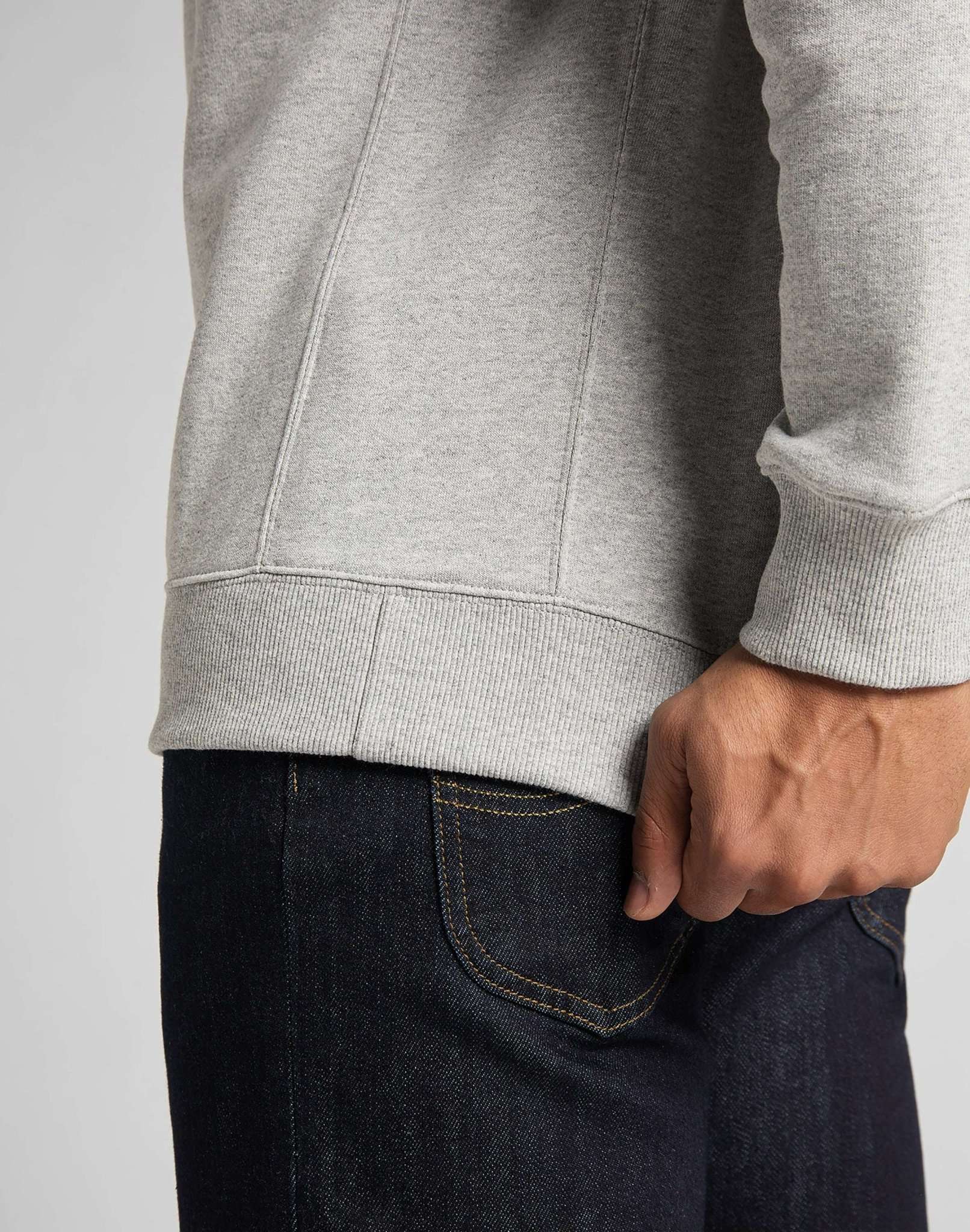 Plain Crew Sweatshirt in Grey Melange