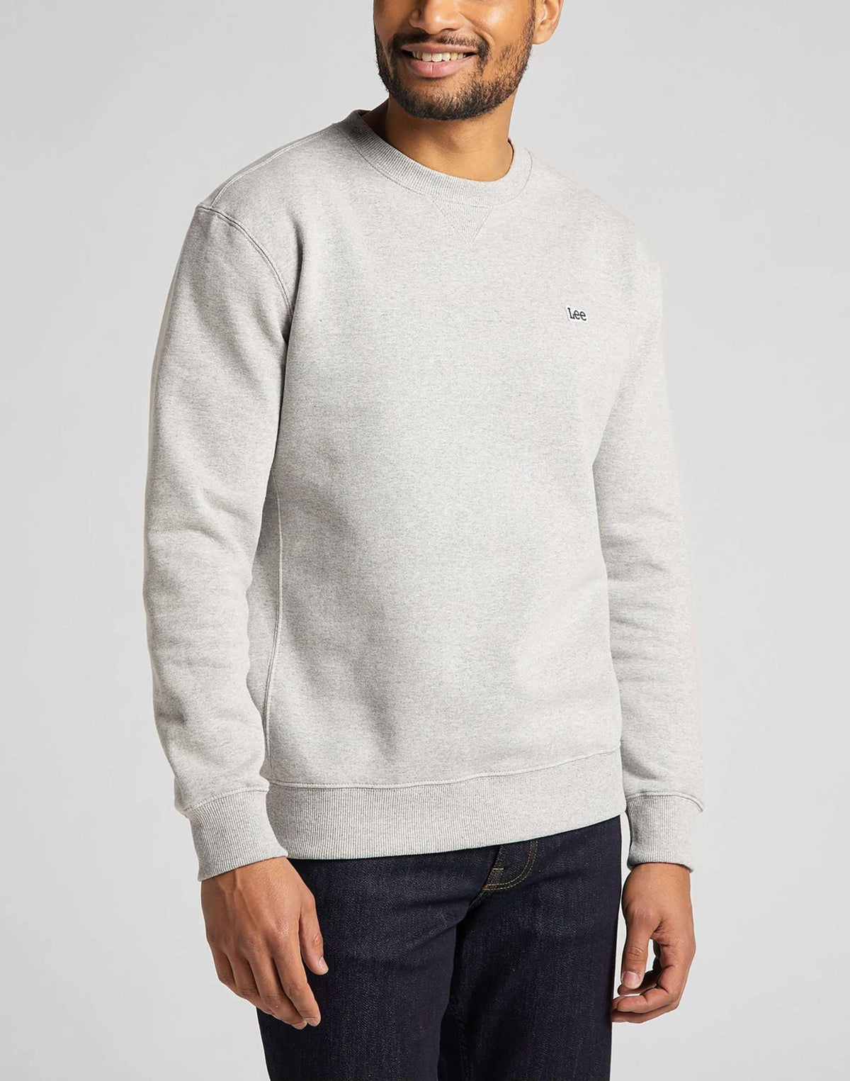 Plain Crew Sweatshirt in Grey Melange