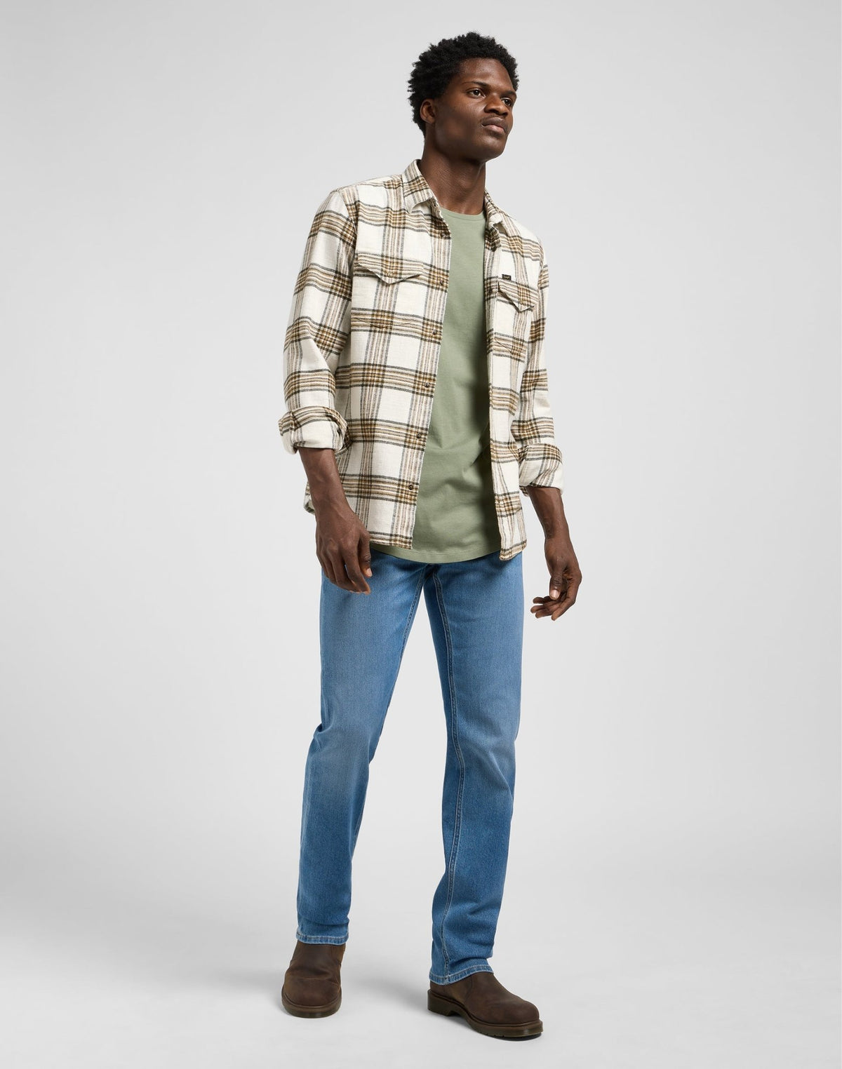 Clean Western Shirt in Ecru Ochre Plaid - LEE Schweiz