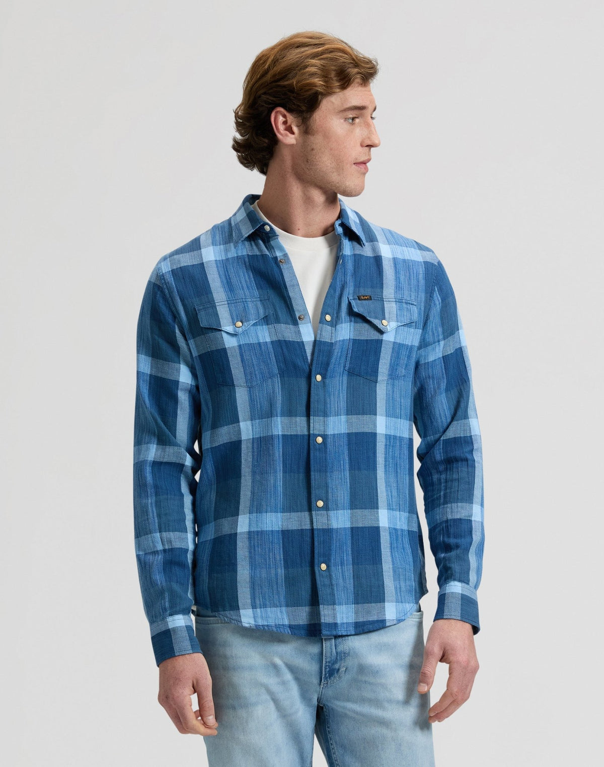 Clean Western Shirt in Indigo Plaid - LEE Schweiz