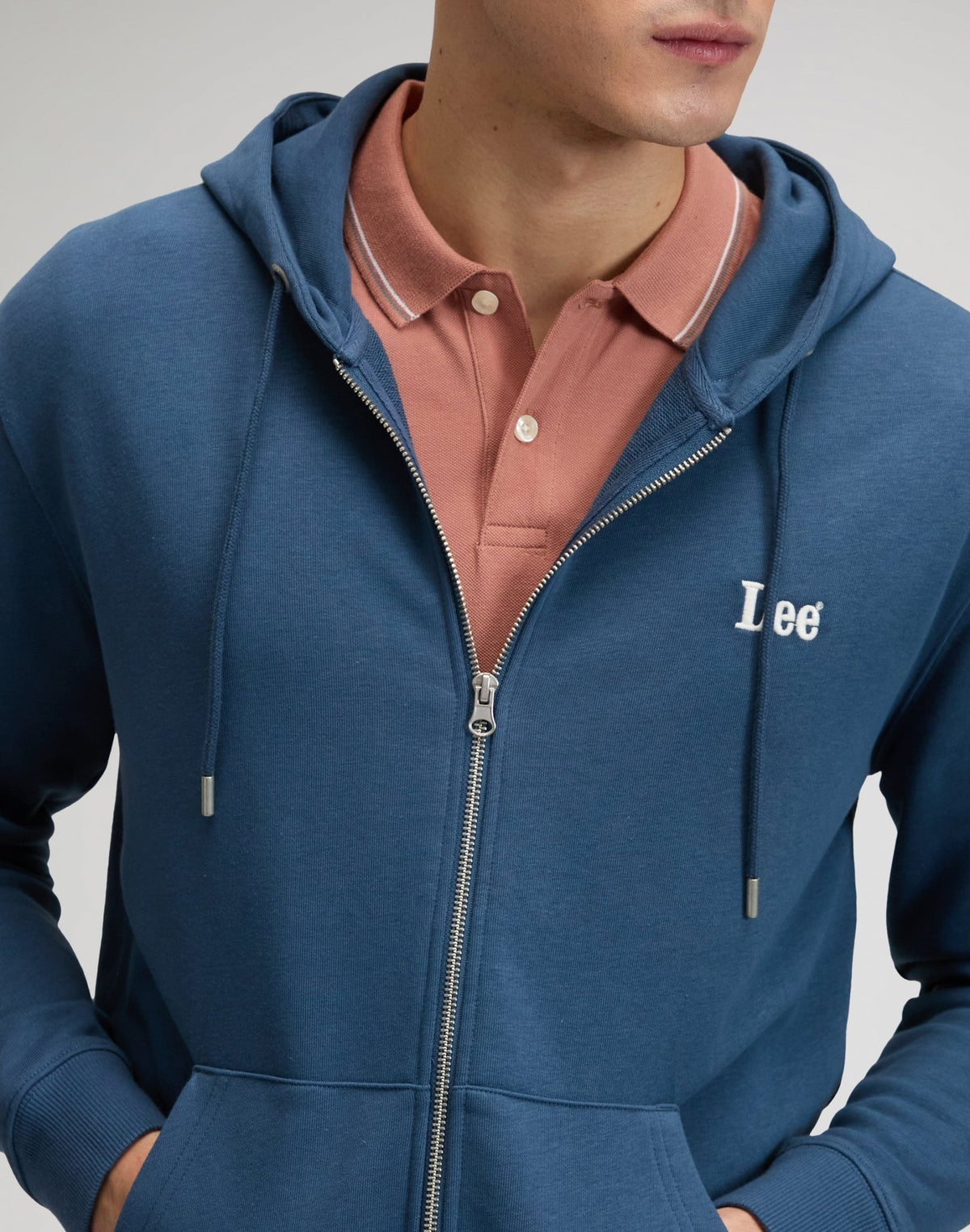 Ess Lee Full Zip Hoodie in Academy Blue - LEE Schweiz