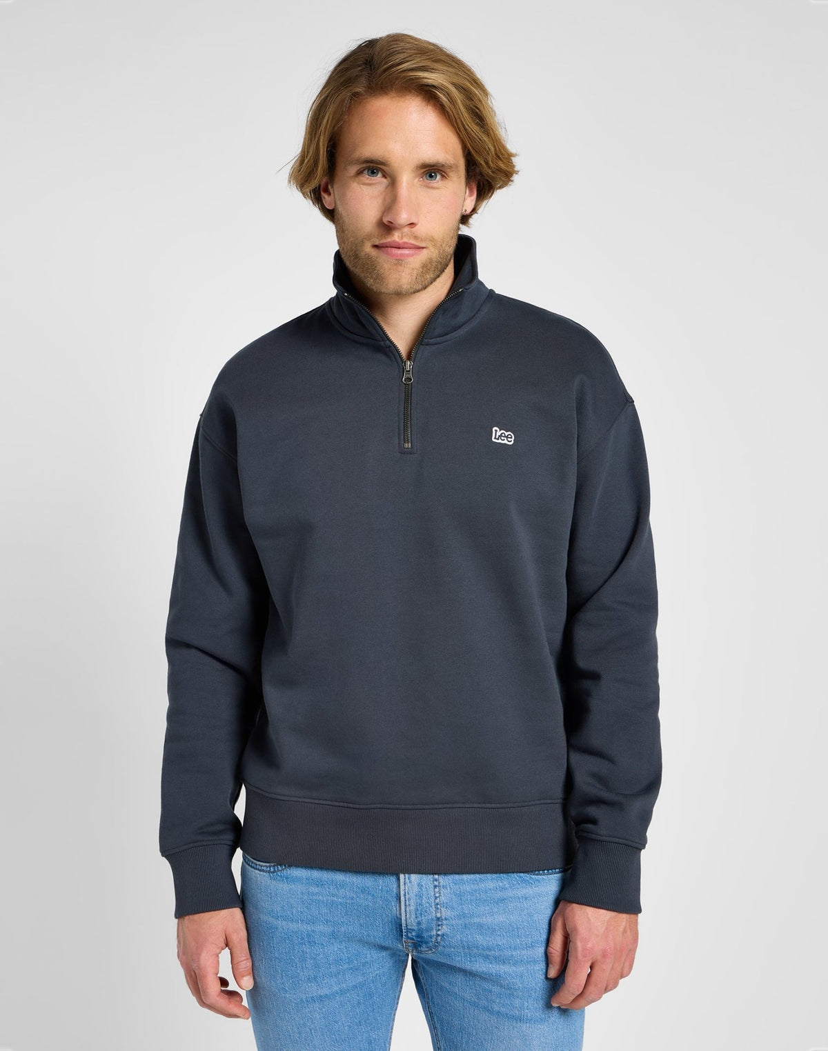 Half Zip Sweater in Dark Muted Gray - LEE Schweiz