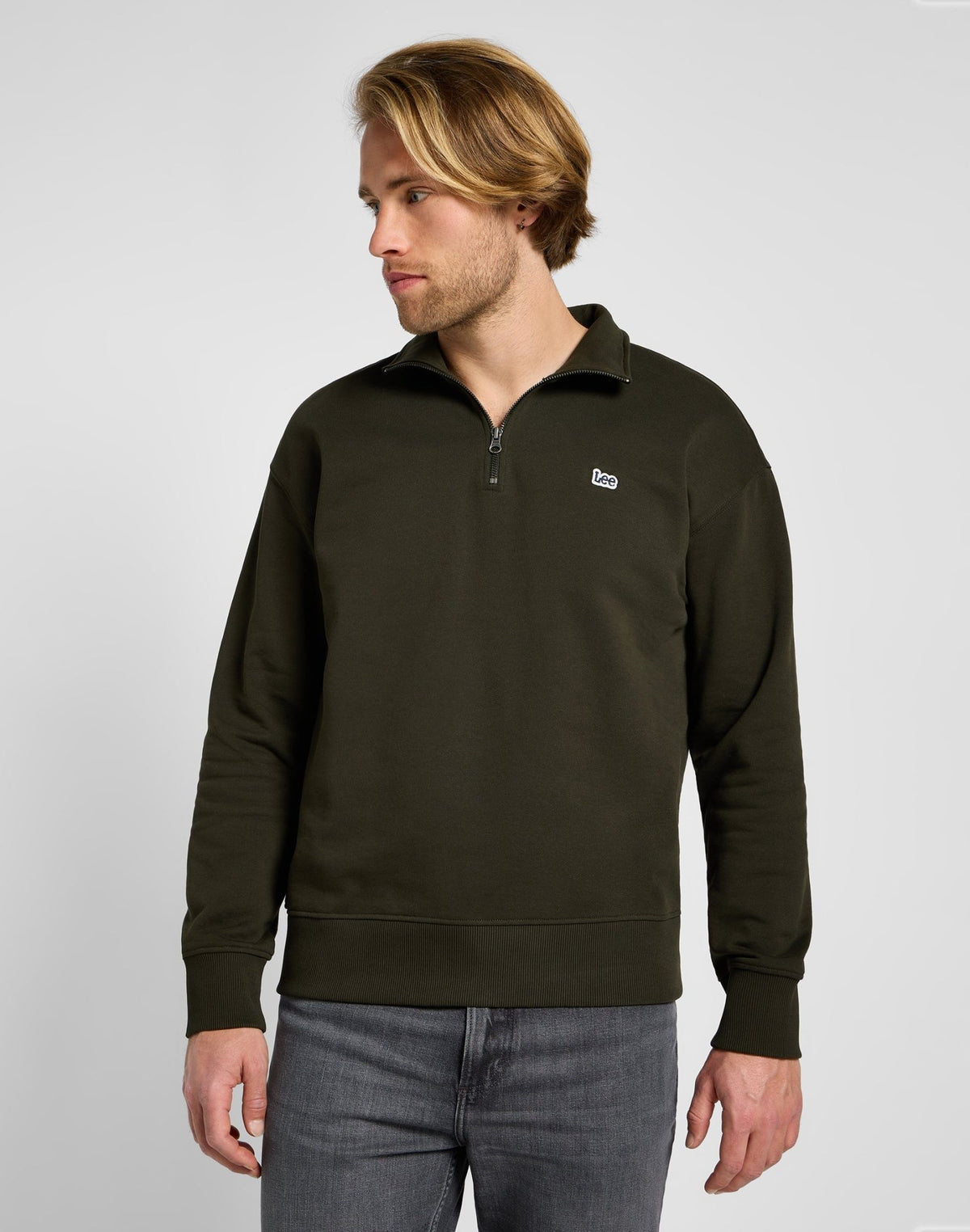 Half Zip Sweater in Olive Night - LEE Schweiz