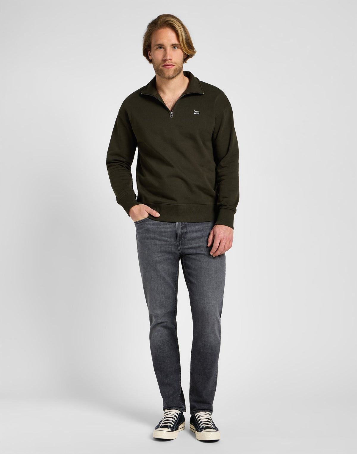 Half Zip Sweater in Olive Night - LEE Schweiz