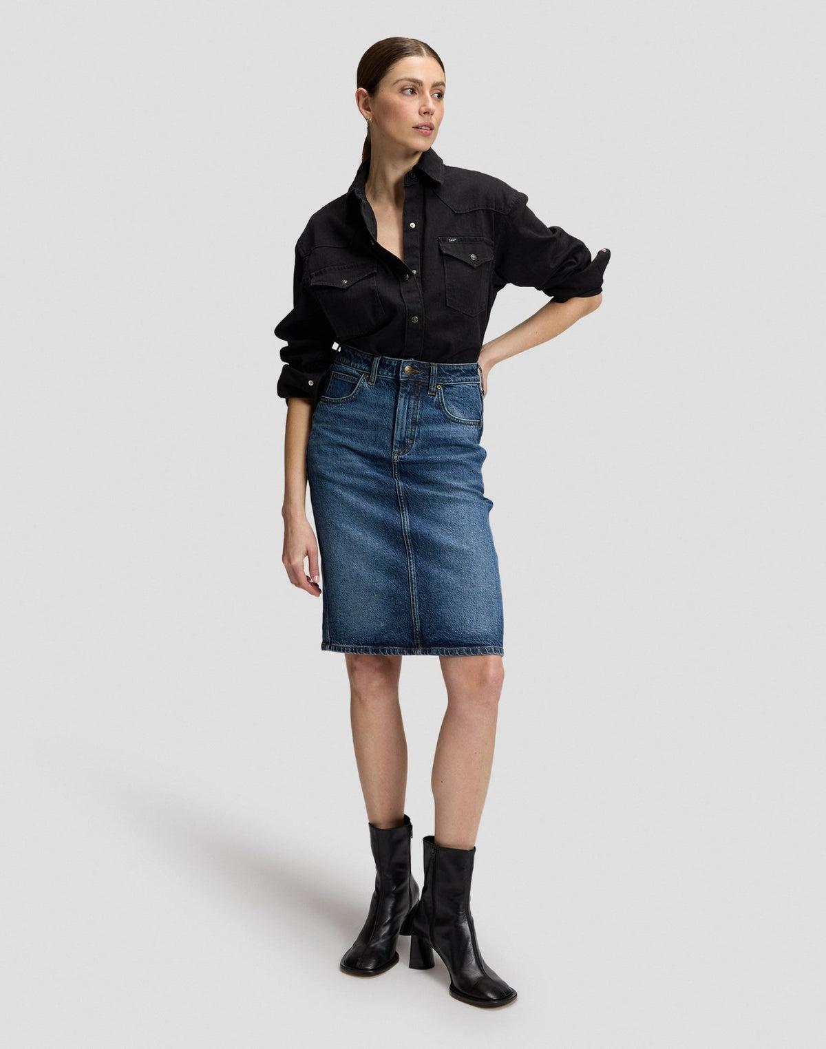 Jeansrock Midi in Flash Blue - LEE Schweiz