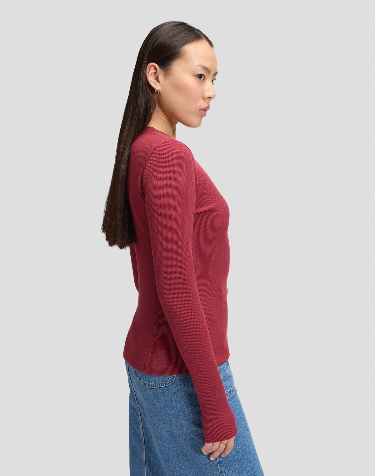 Langarmshirt Waffle Henley in Tibetan Red - LEE Schweiz
