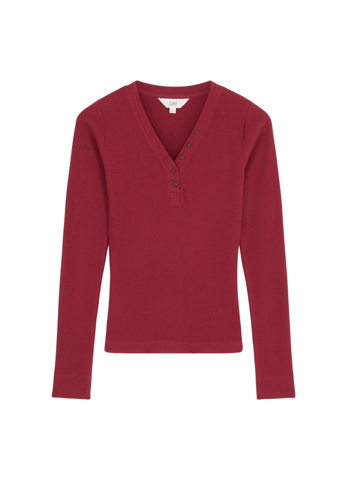 Langarmshirt Waffle Henley in Tibetan Red - LEE Schweiz