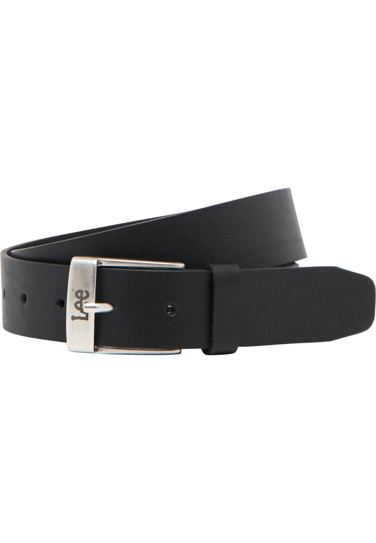 Leather Belt Logo Buckle in Black - LEE Schweiz