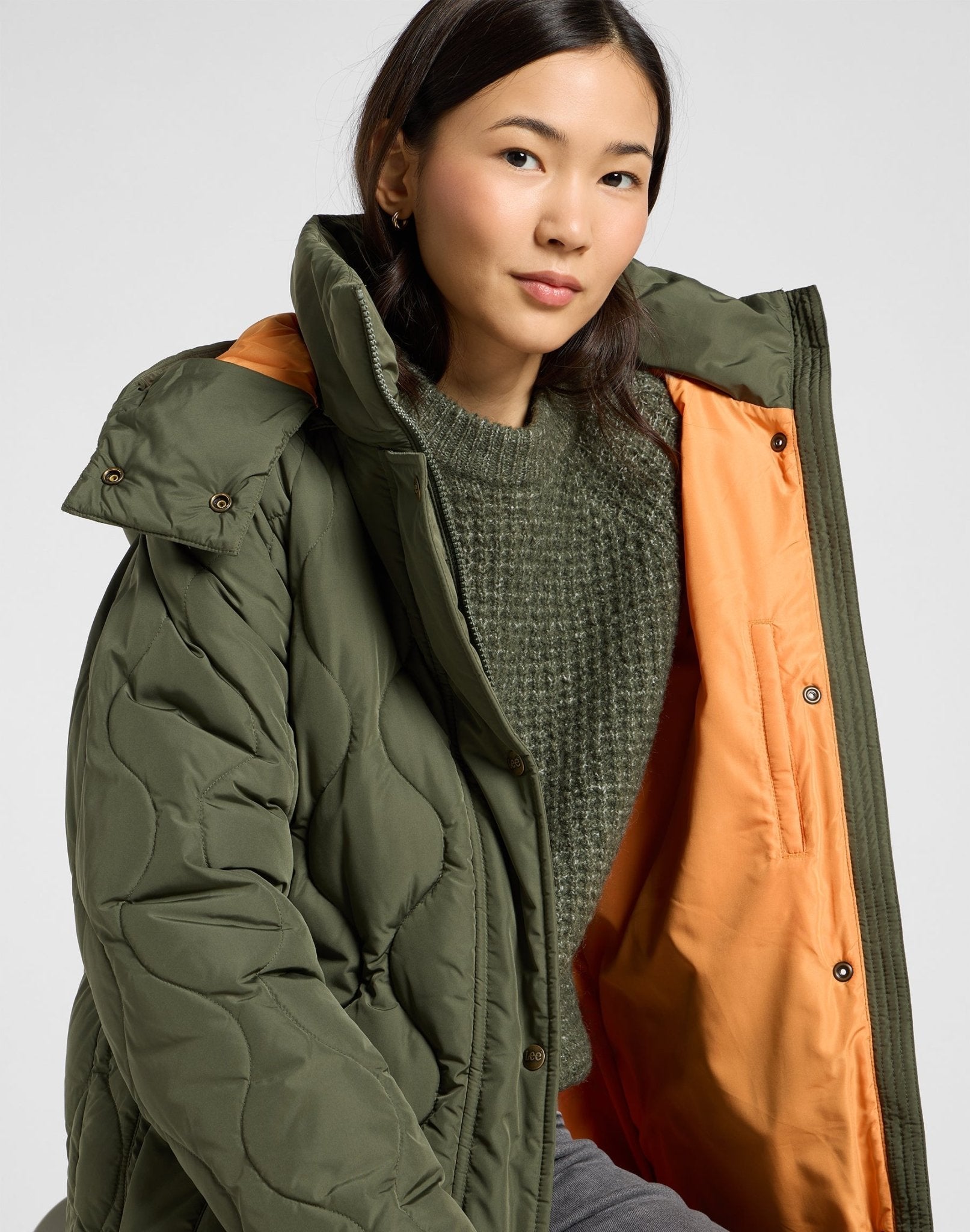 Long Puffer in Oak Moss - LEE Schweiz