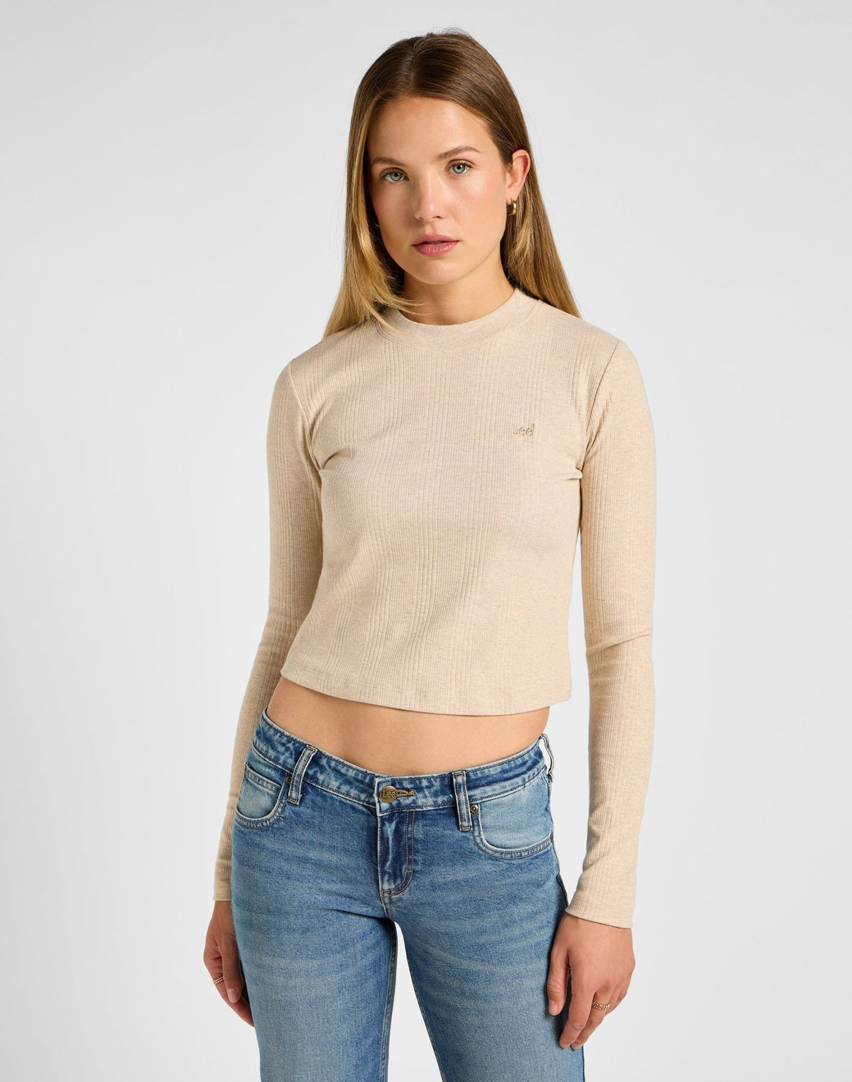 Longsleeves Cropped Rib Tee in Oatmeal - LEE Schweiz