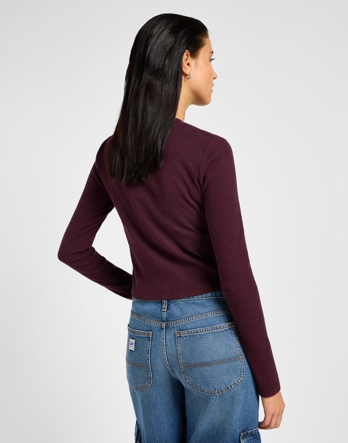 Longsleeves Cropped Rib Tee in Velvet Beet - LEE Schweiz