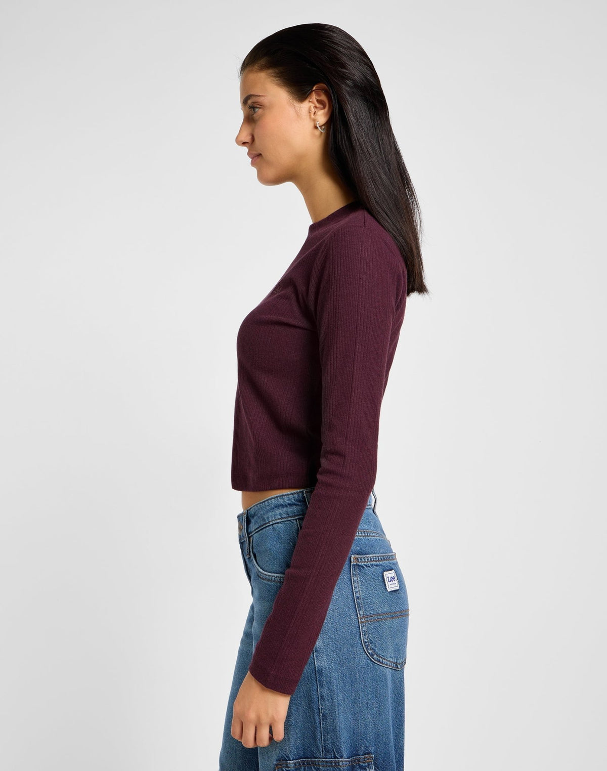 Longsleeves Cropped Rib Tee in Velvet Beet - LEE Schweiz