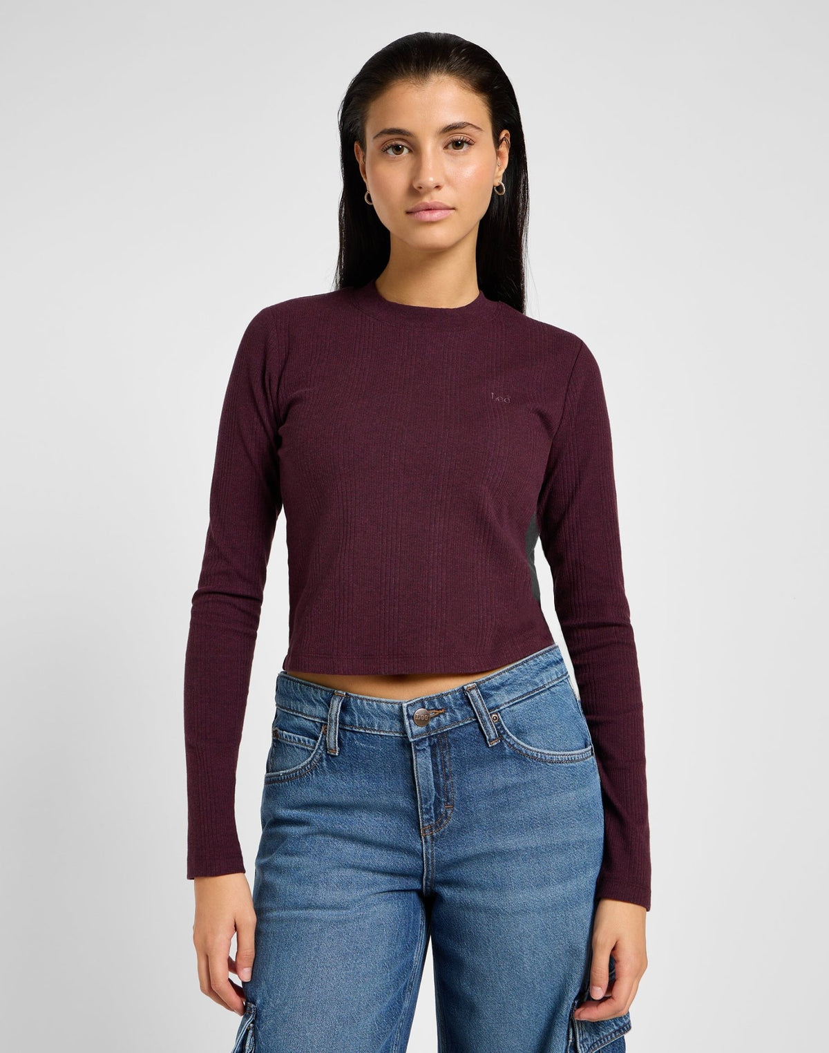 Longsleeves Cropped Rib Tee in Velvet Beet - LEE Schweiz