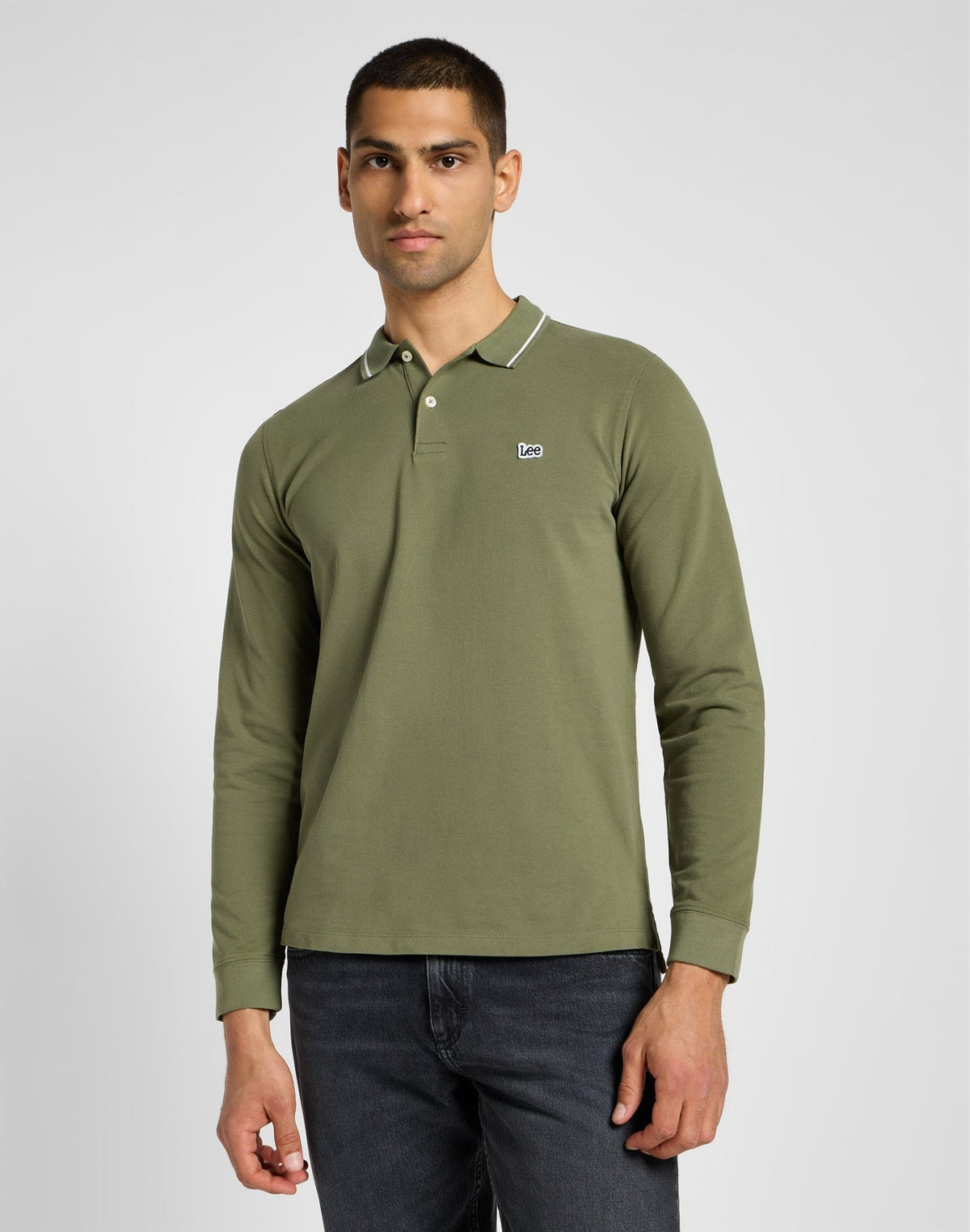 Longsleeves Pique Polo in Mercantile Green - LEE Schweiz