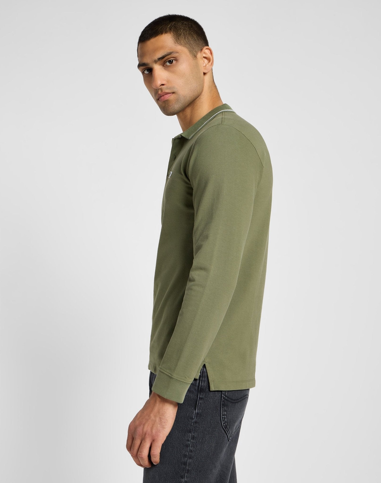 Longsleeves Pique Polo in Mercantile Green