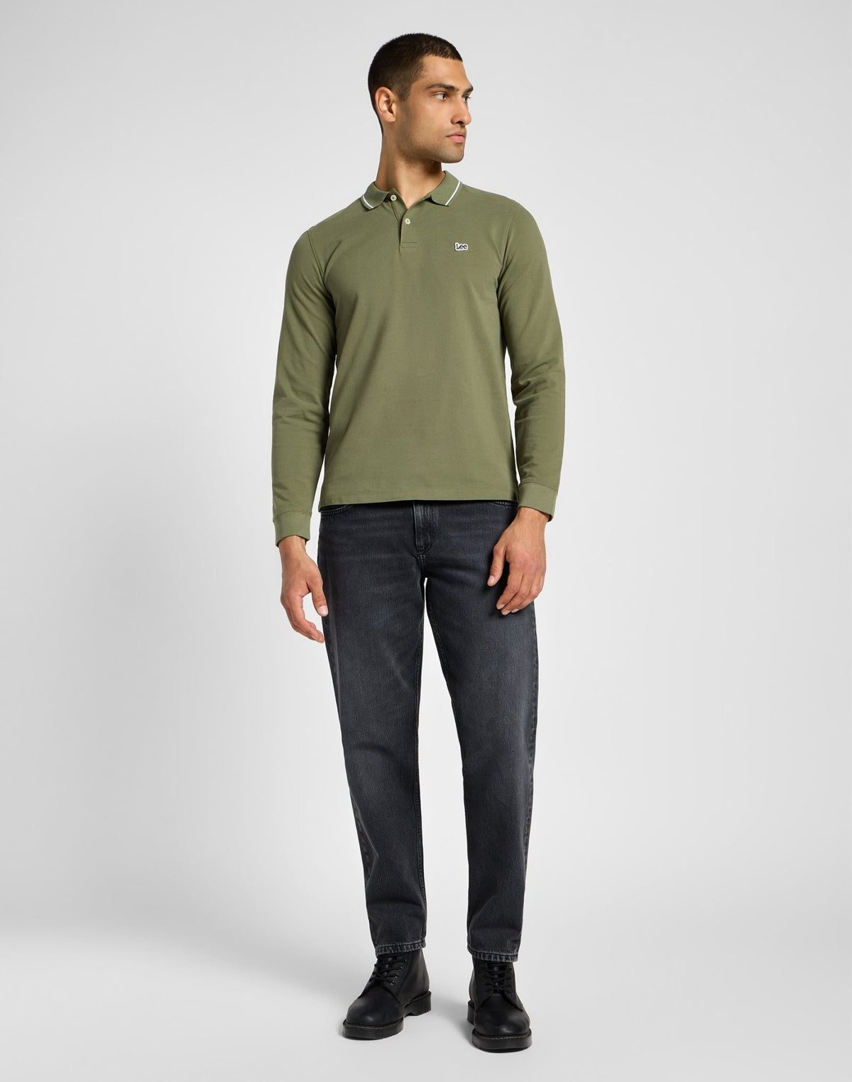 Longsleeves Pique Polo in Mercantile Green - LEE Schweiz