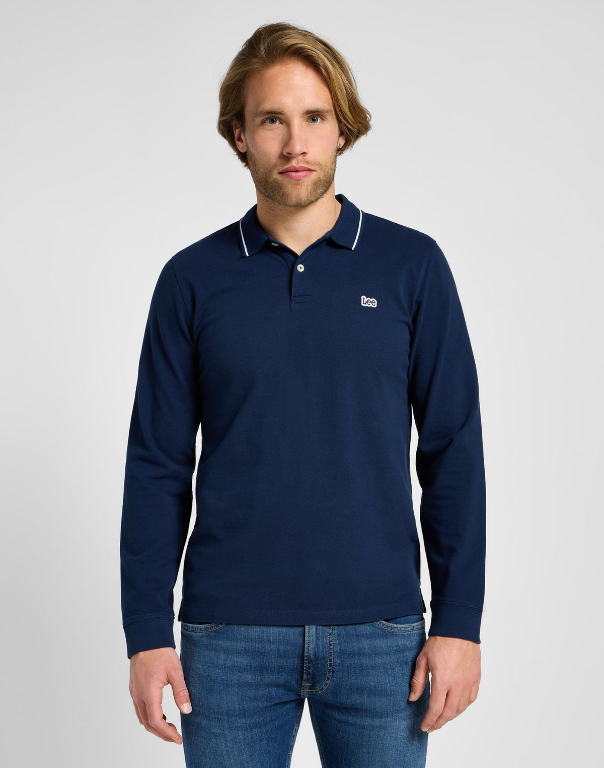 Longsleeves Pique Polo in Mood Indigo - LEE Schweiz