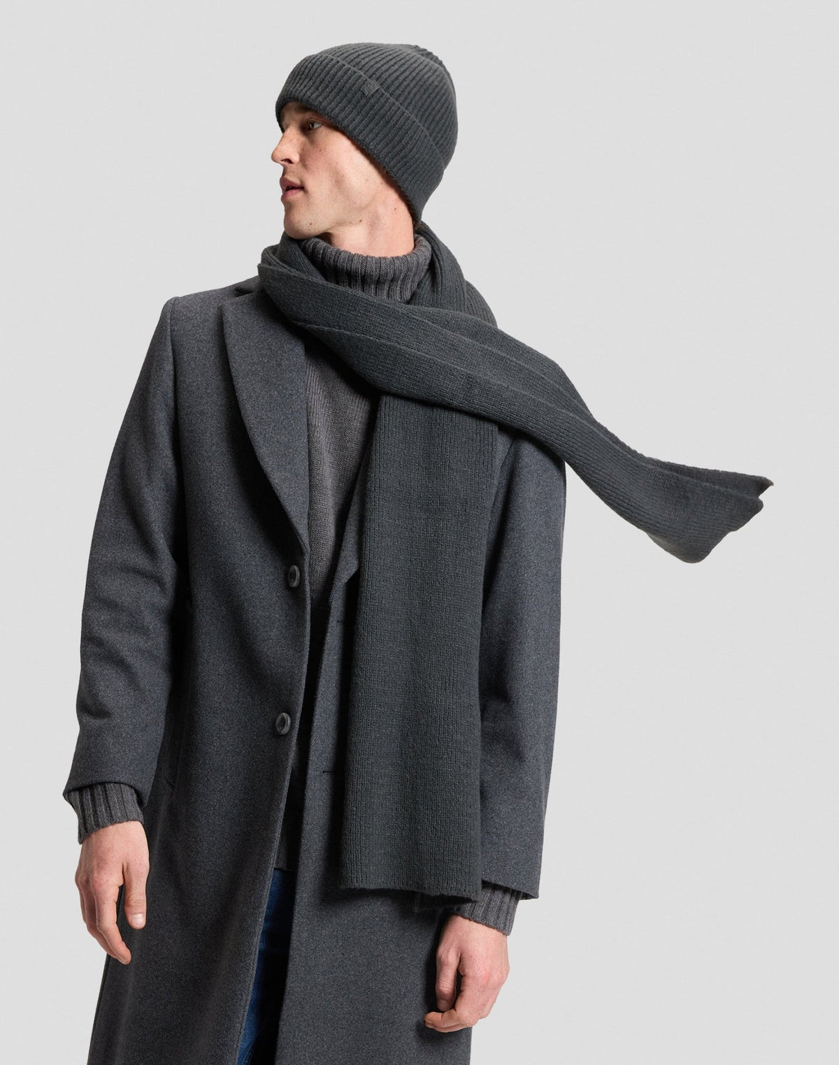 Mütze & Schal Set Xmas Pack in Gray Pinstripe - LEE Schweiz