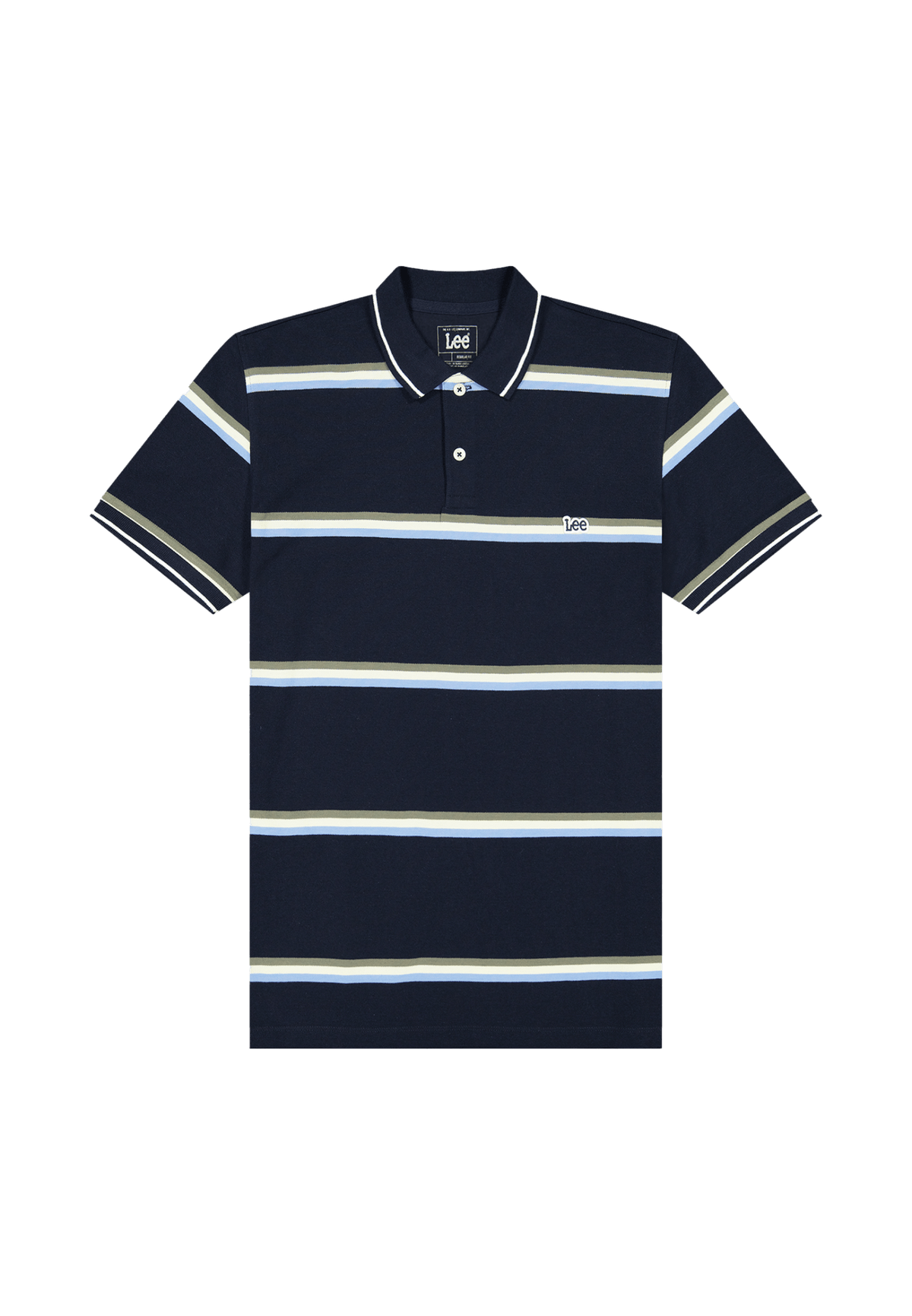 Pique Polo in Lime Ice Navy Stripe - LEE Schweiz