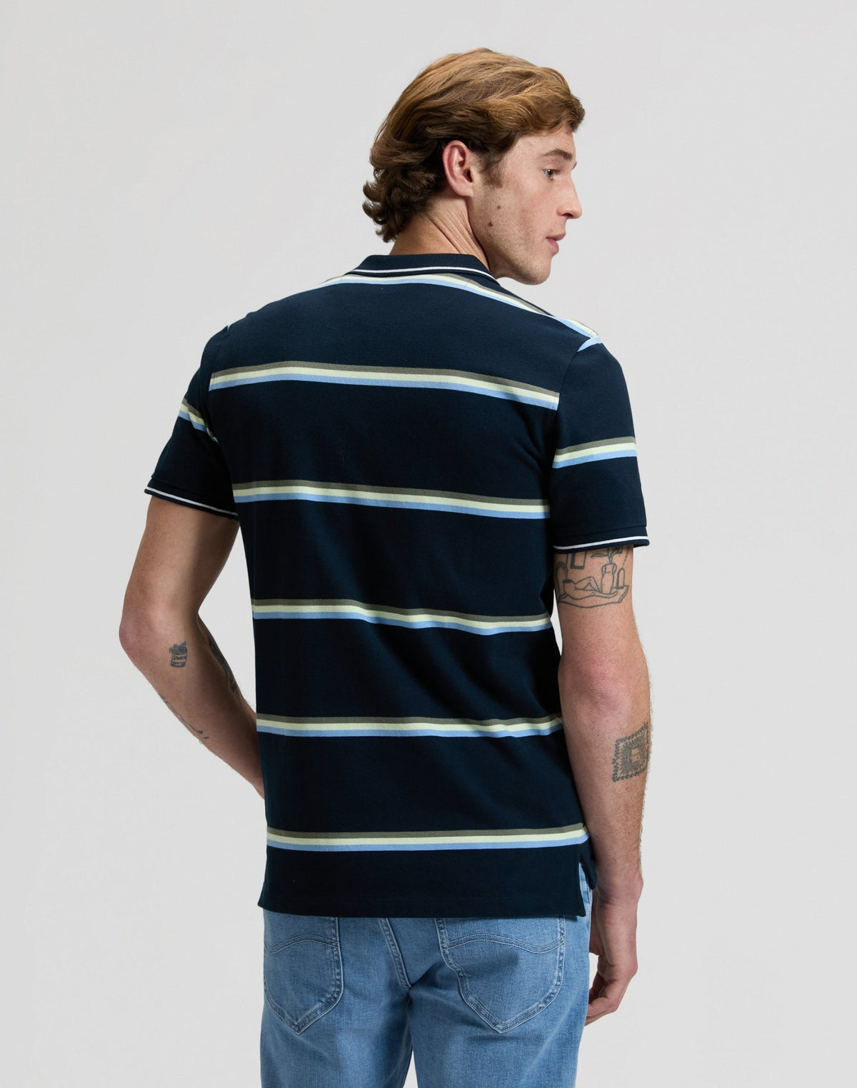 Pique Polo in Lime Ice Navy Stripe - LEE Schweiz