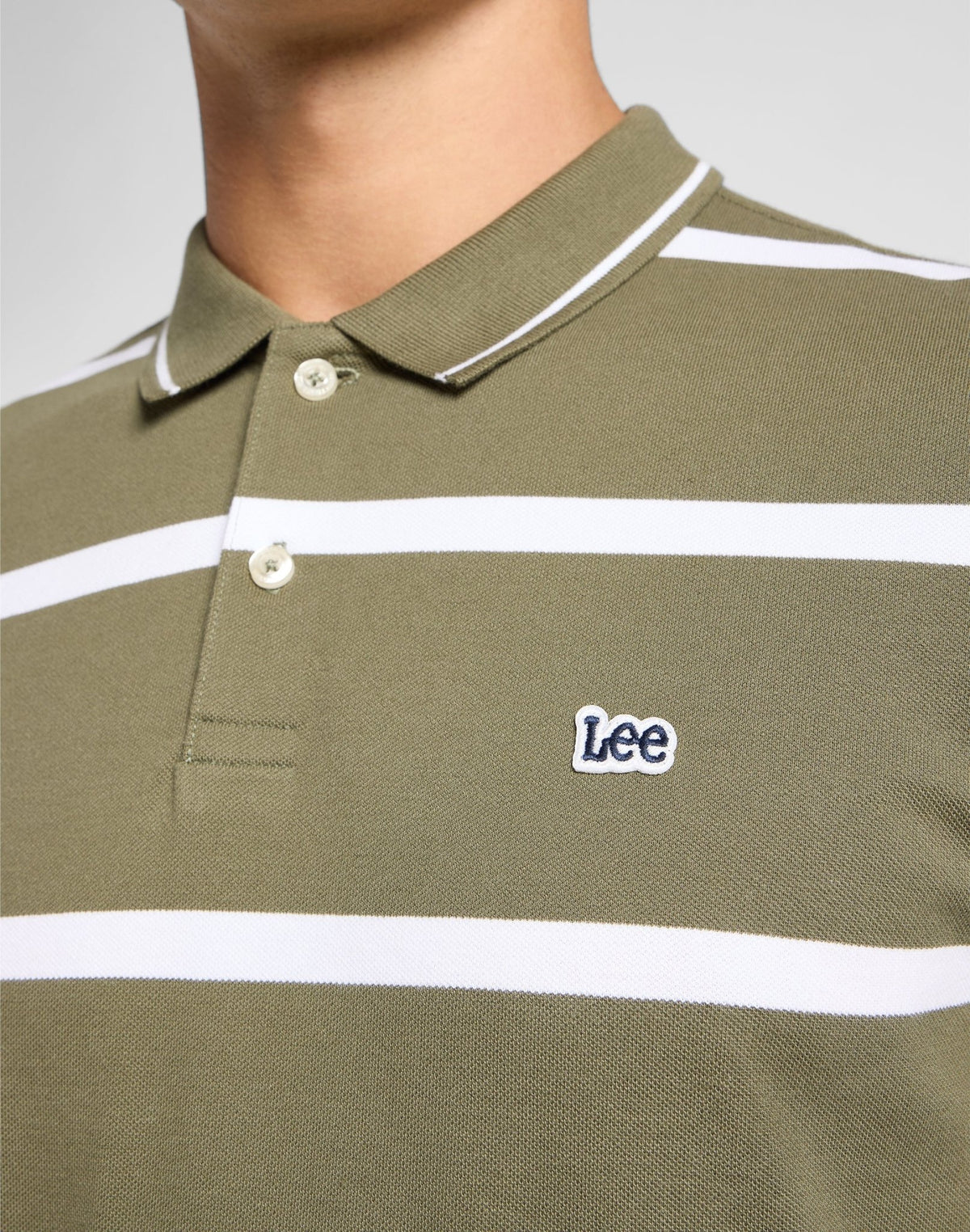 Pique Polo in Mercantile Green Stripe - LEE Schweiz