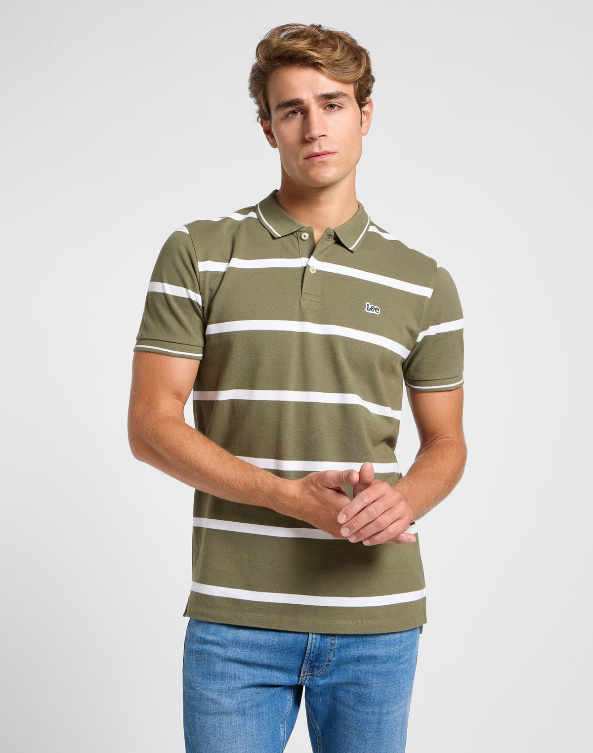 Pique Polo in Mercantile Green Stripe - LEE Schweiz