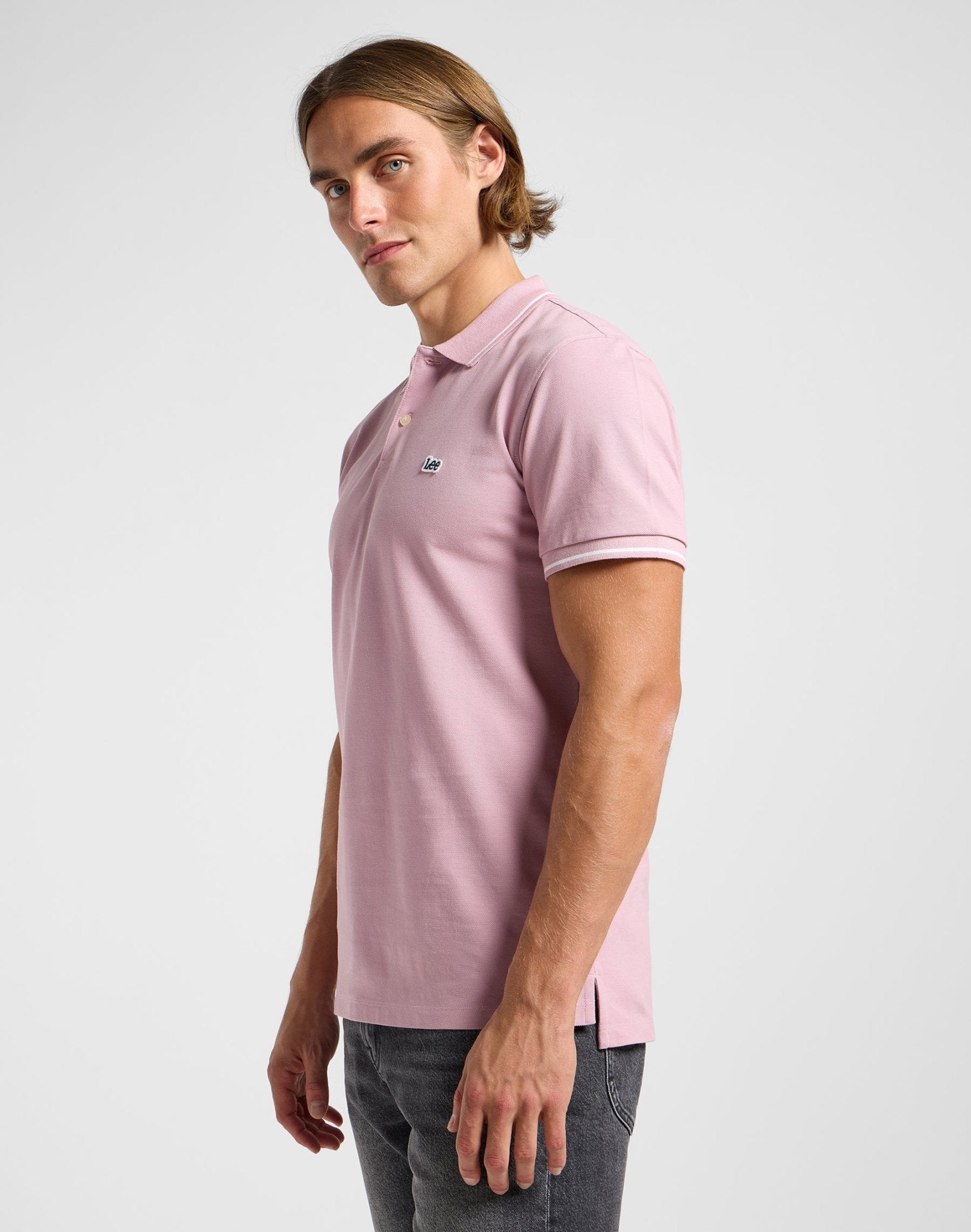 Pique Polo in Soft Mauve