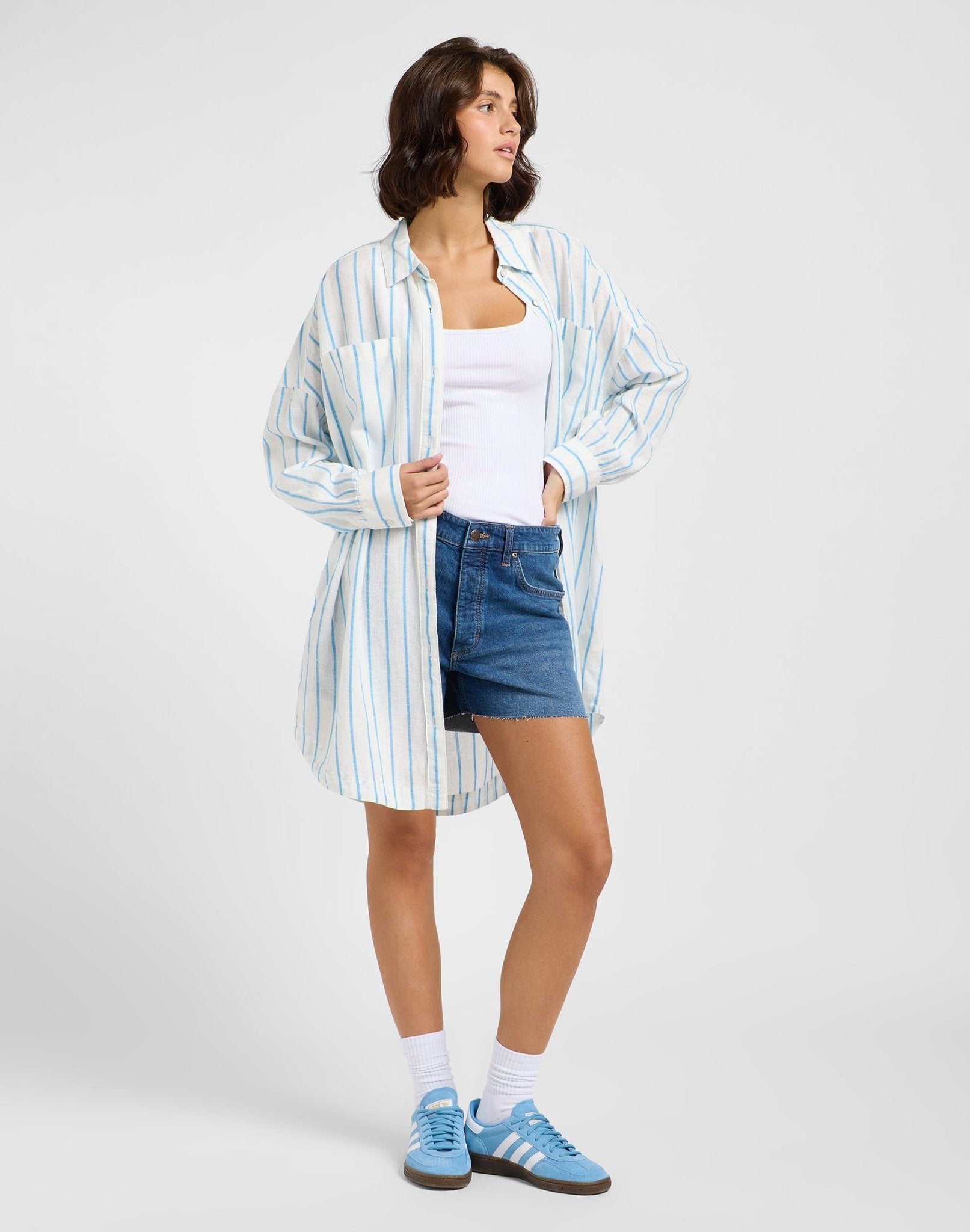 Relaxed Shirt Dress in Stream Blue Stripe - LEE Schweiz