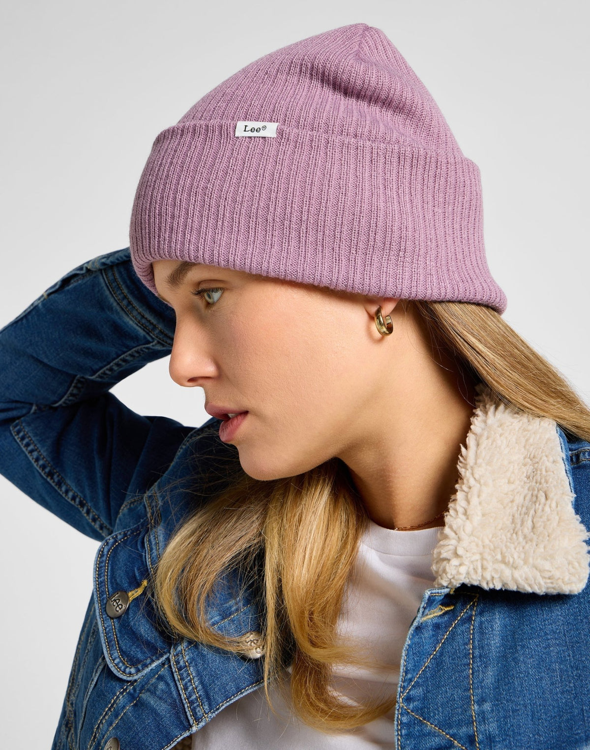 Ribbed Beanie in Pretty Plum - LEE Schweiz