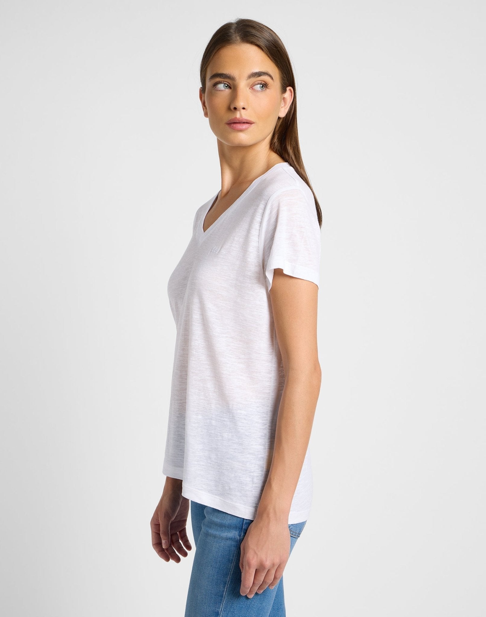 V Neck Tee in Bright White