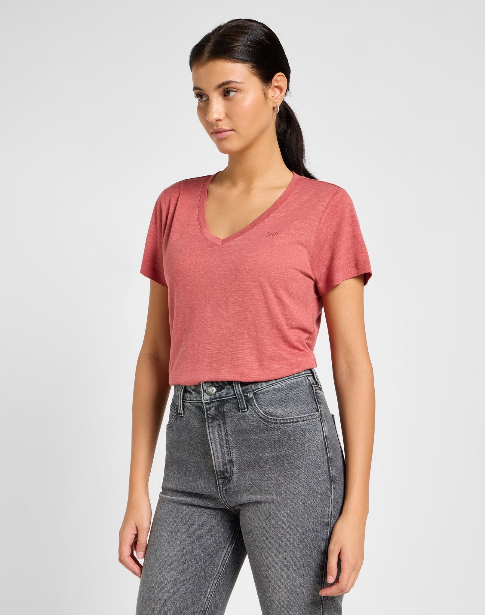 V Neck Tee in Cinnamon