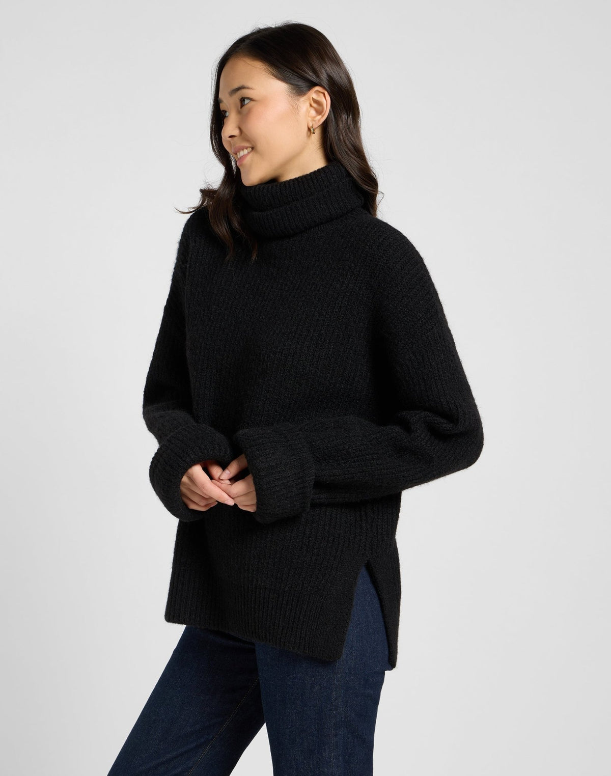 Wide Cuff Turtle Neck in Unionall Black - LEE Schweiz